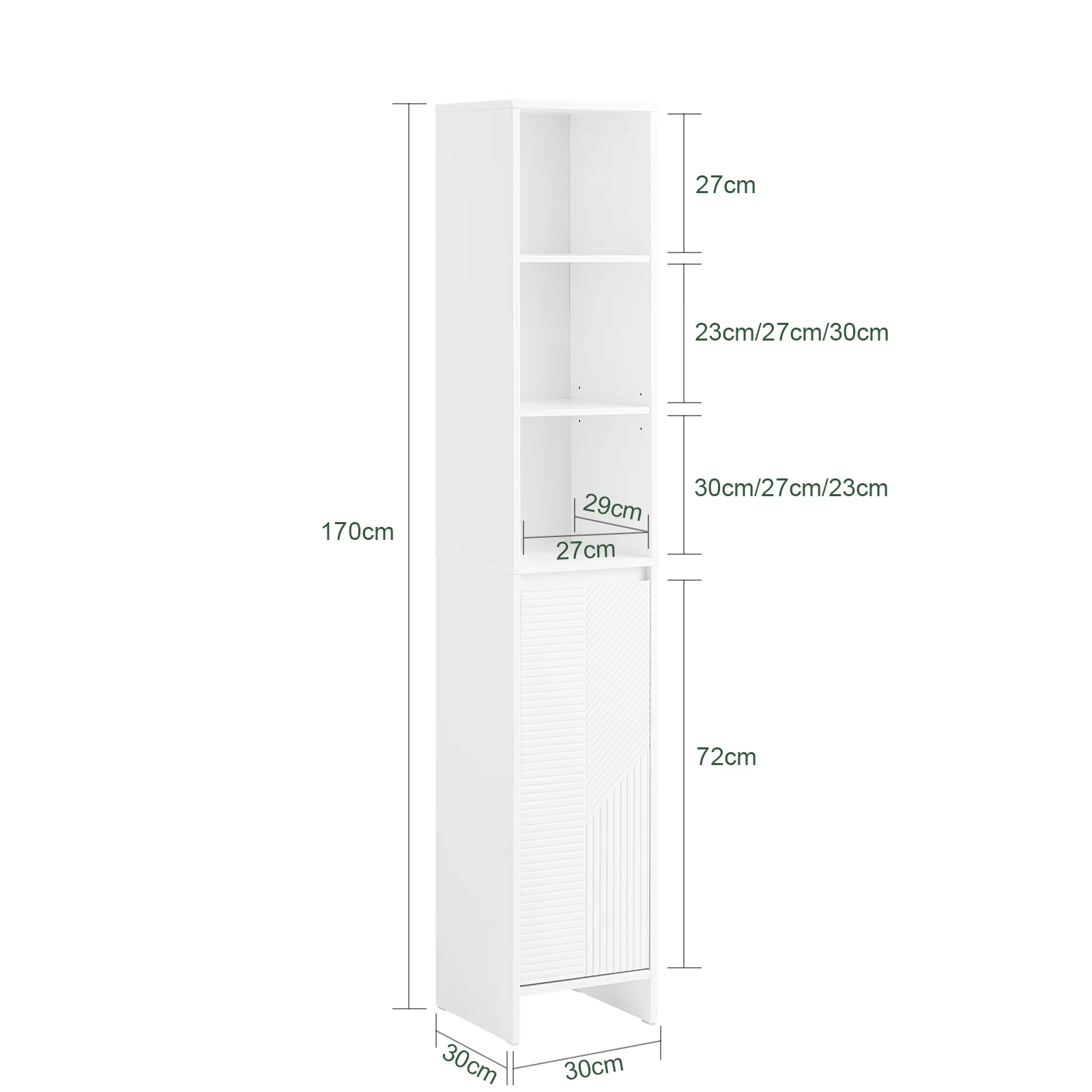 SoBuy BZR158-W Mueble Columna de Baño con 1 Cesto Blanco 30 x 30 x 170 cm - Image 3