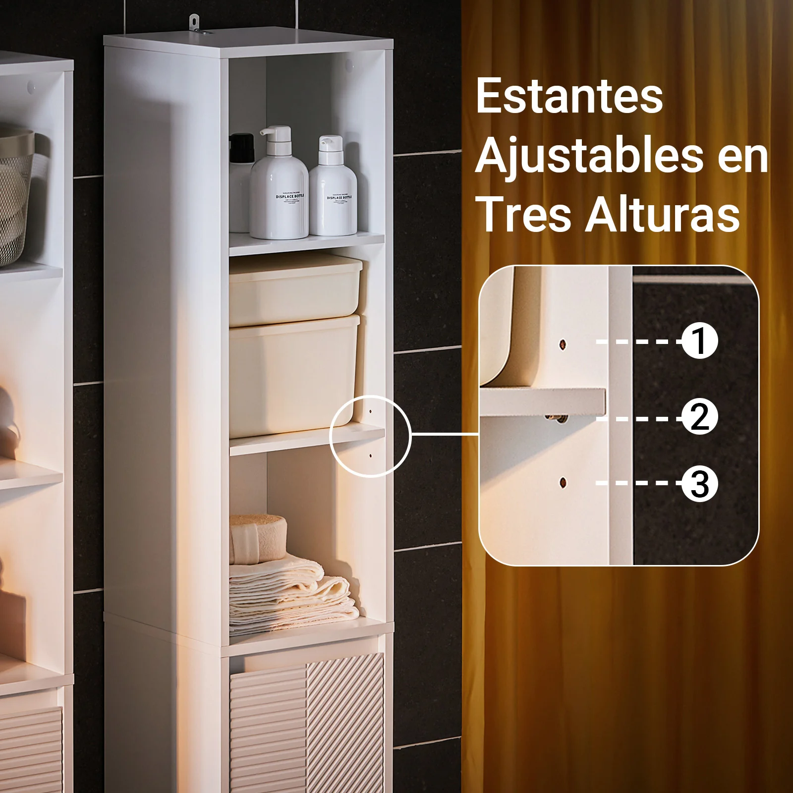 SoBuy BZR158-W Mueble Columna de Baño con 1 Cesto Blanco 30 x 30 x 170 cm - Image 5