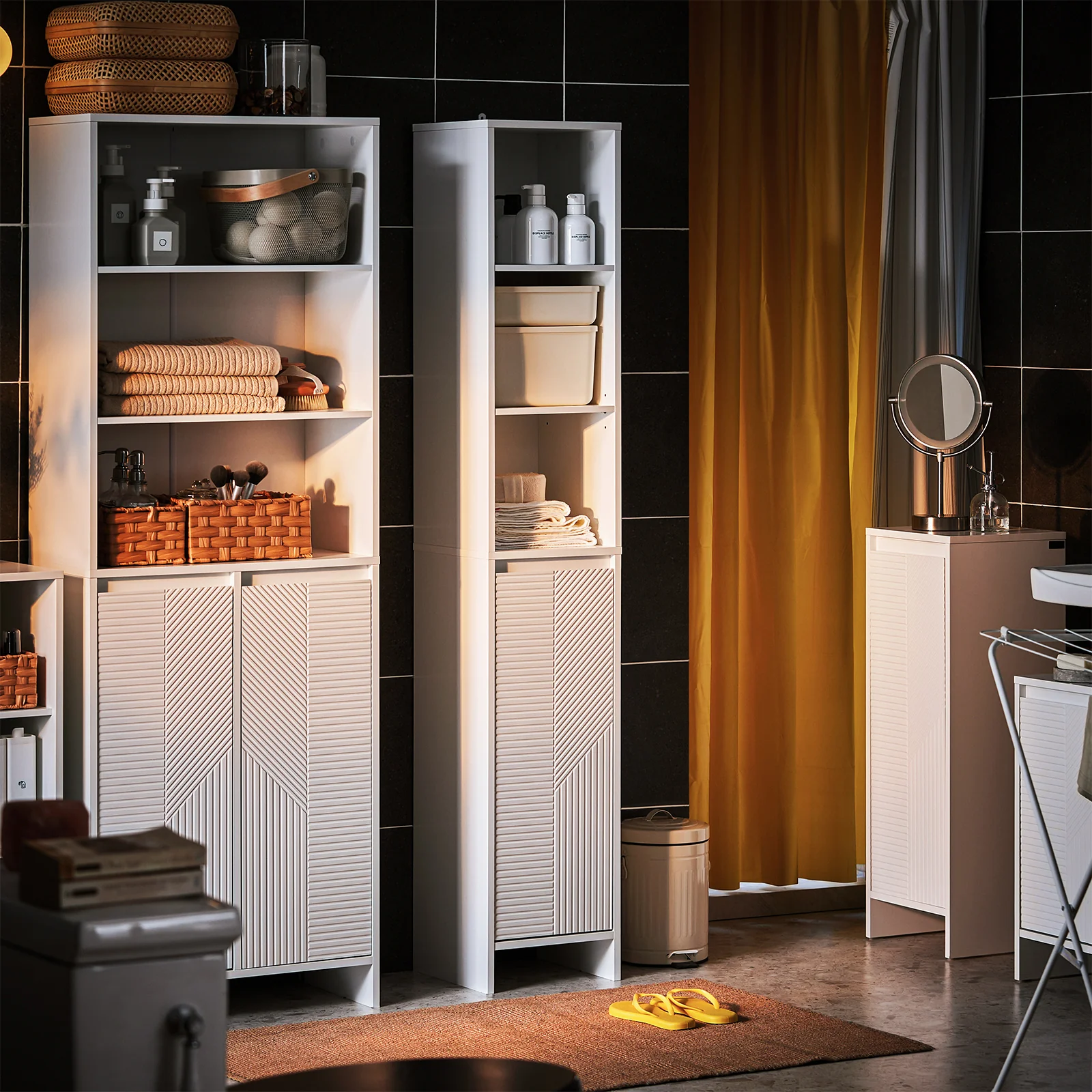 SoBuy BZR158-W Mueble Columna de Baño con 1 Cesto Blanco 30 x 30 x 170 cm - Image 9