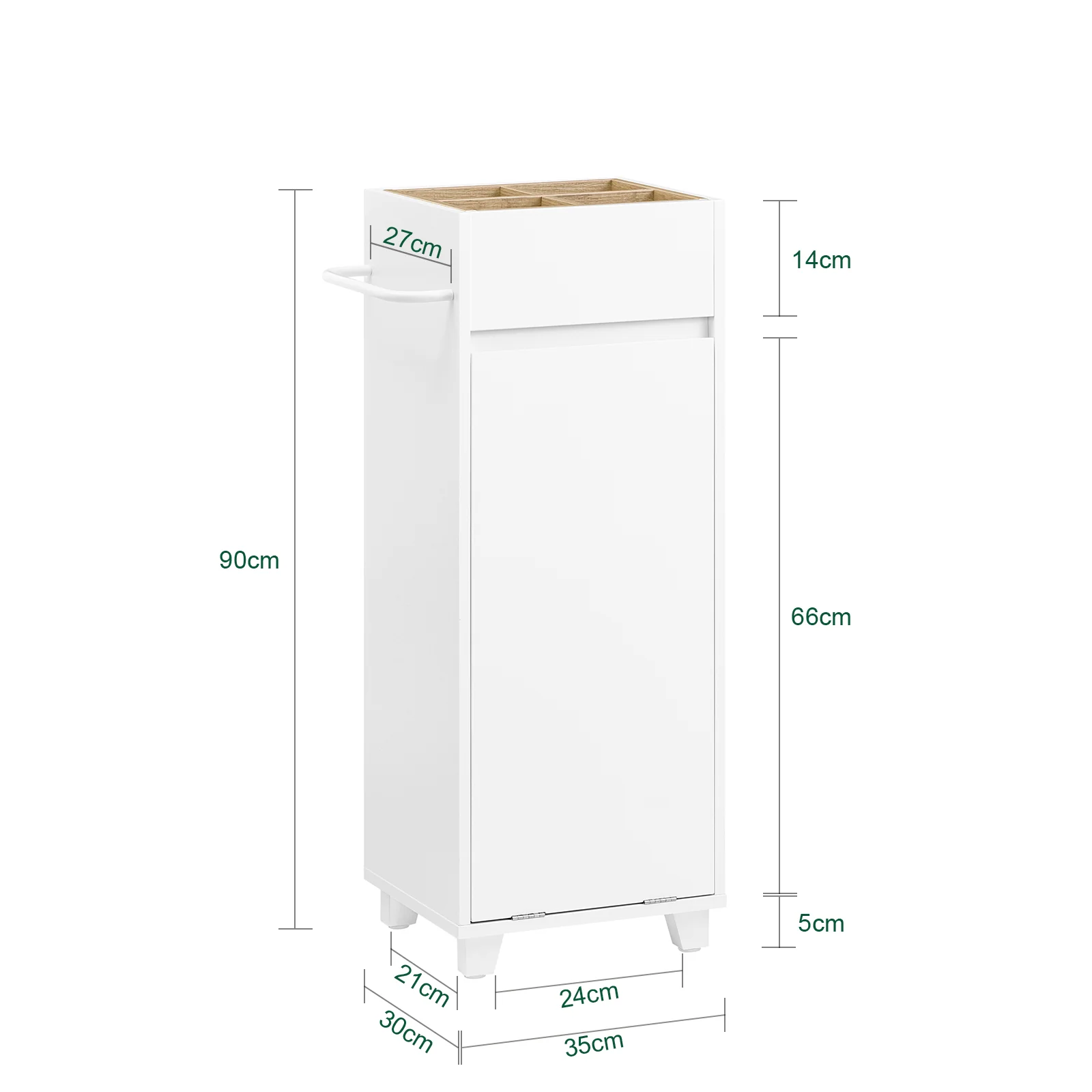 SoBuy BZR159-W Armario Auxiliar con 1 cesto Estanterías de Baño Blanco - Image 3