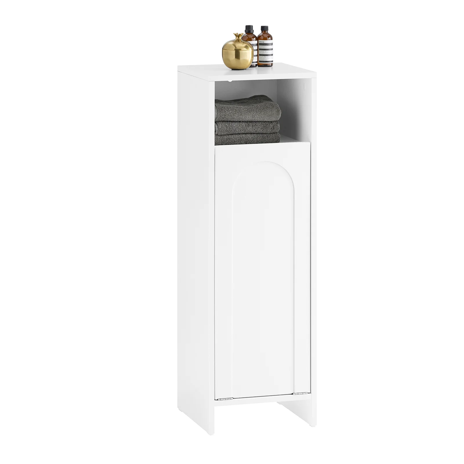 Preventa-SoBuy BZR161-W Mueble para Ropa Sucia con 1 Cesto y 1 Estante Abierto Blanco