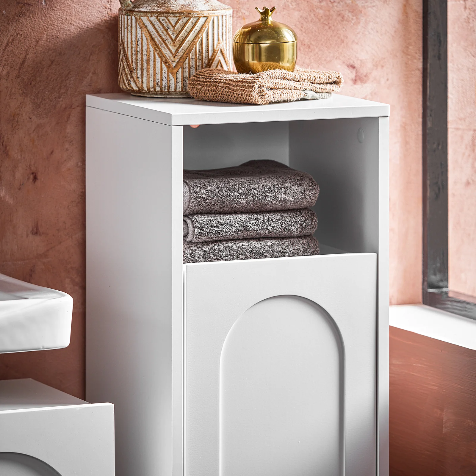 Preventa-SoBuy BZR161-W Mueble para Ropa Sucia con 1 Cesto y 1 Estante Abierto Blanco - Image 8