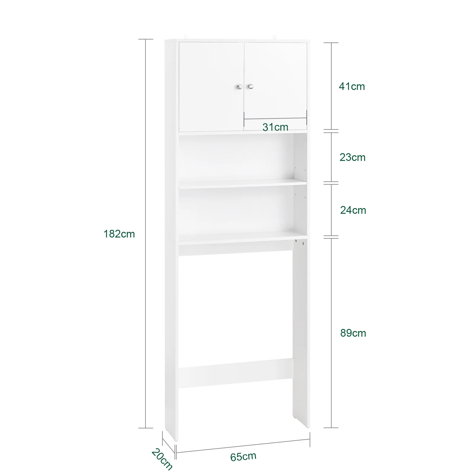 SoBuy BZR165-W Estantería de Baño para Colocar sobre el Inodoro con 2 Estantes Abiertos y 2 Puertas - Image 3