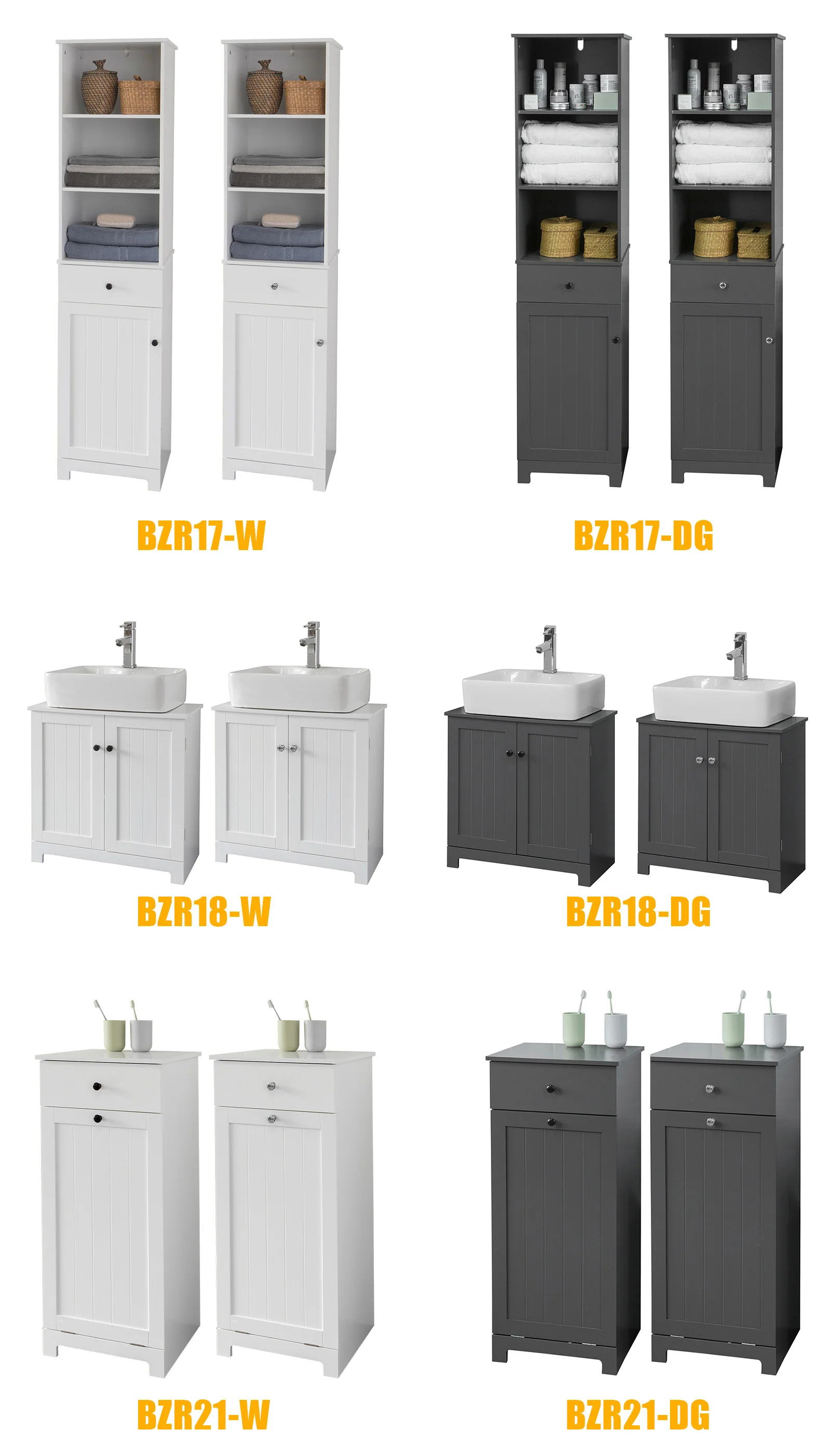 SoBuy BZR17-DG Mueble Columna de Baño con 1 Puerta y 3 Estantes y 1 cajón Gris - Image 9