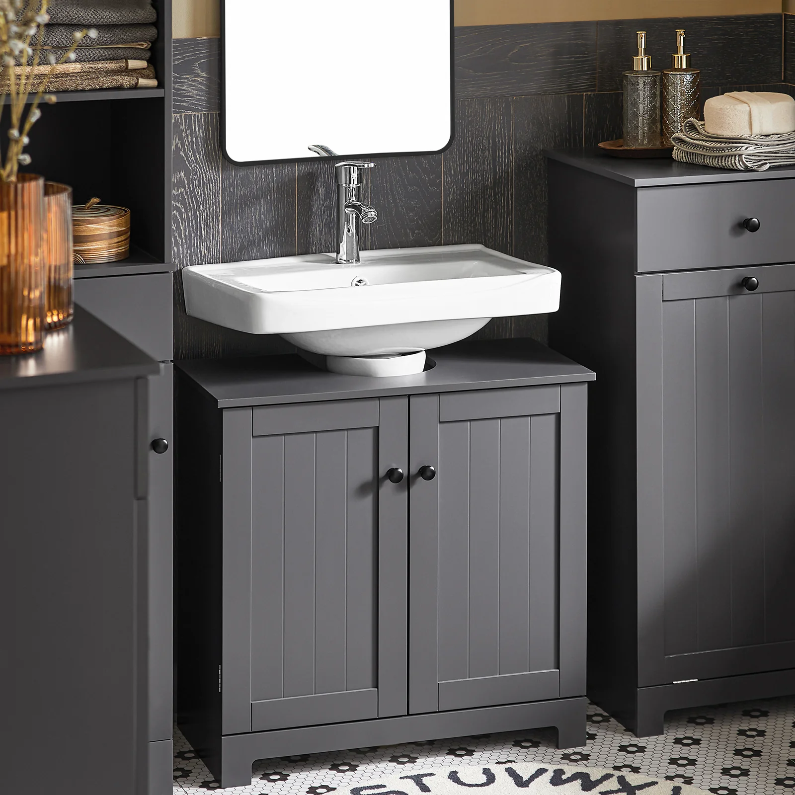 SoBuy BZR18-II-DG Mueble para Debajo del Lavabo Gris - Image 2