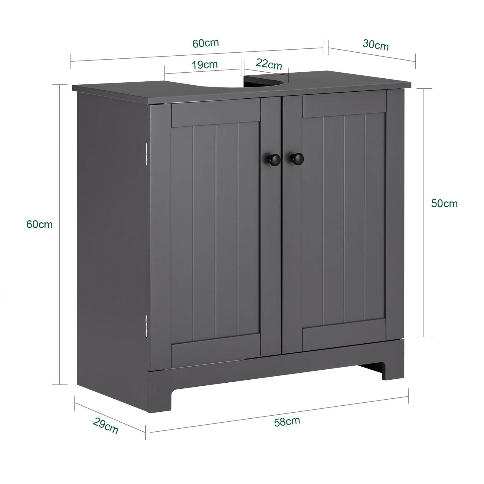 SoBuy BZR18-II-DG Mueble para Debajo del Lavabo Gris - Image 3