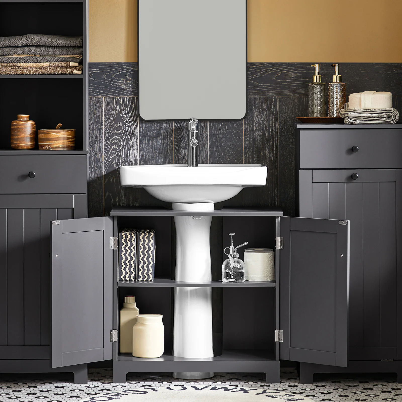 SoBuy BZR18-II-DG Mueble para Debajo del Lavabo Gris - Image 5