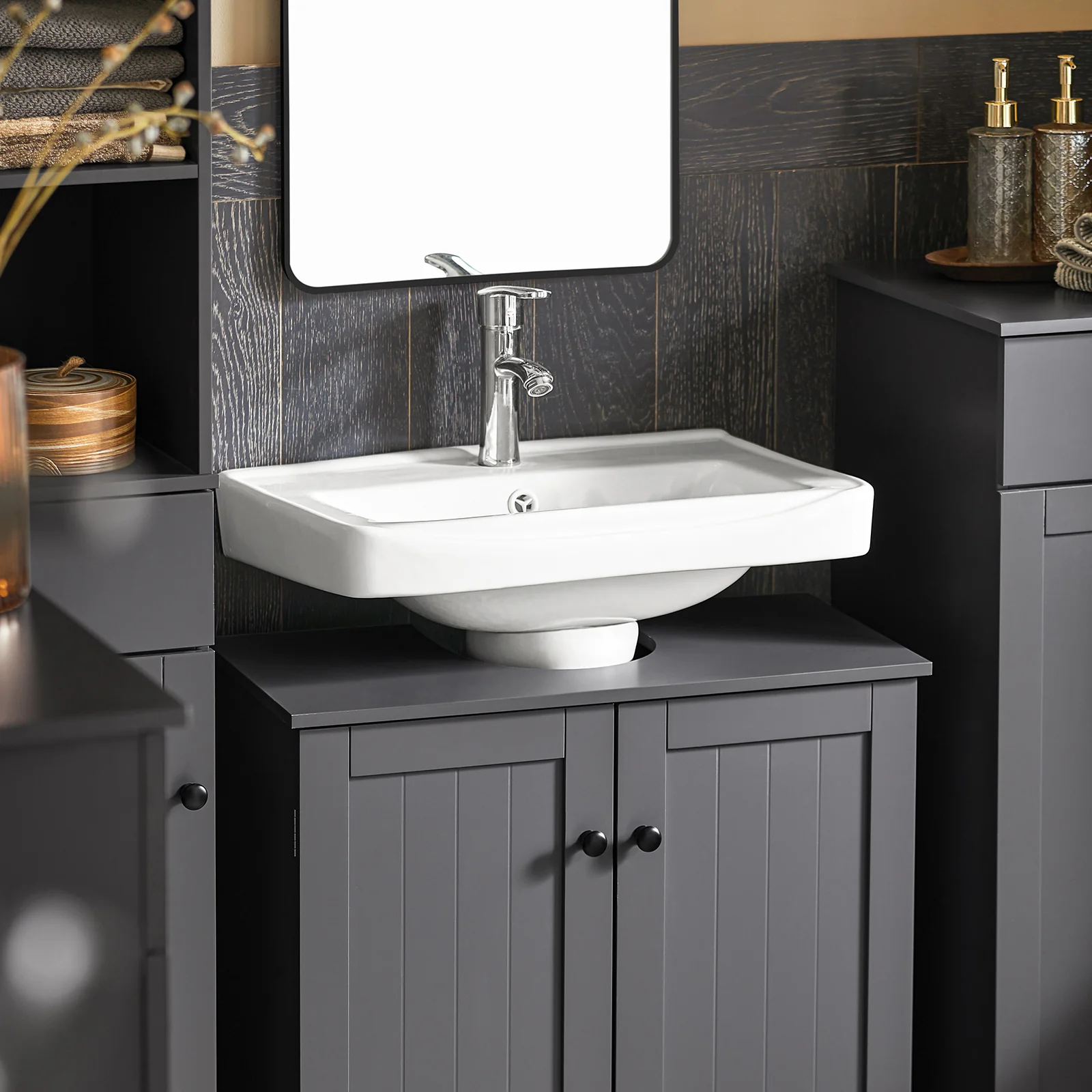 SoBuy BZR18-II-DG Mueble para Debajo del Lavabo Gris - Image 6