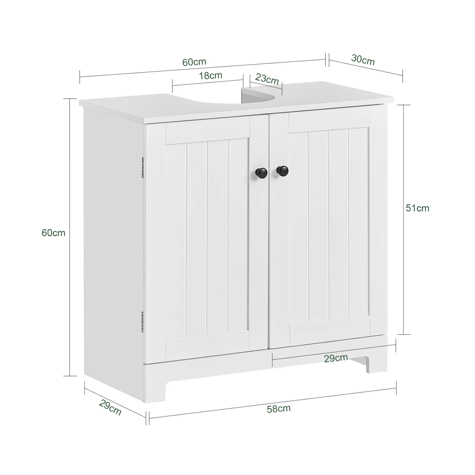 SoBuy BZR18-II-W Armario Lavabo con pedestal Armario de baño hasta el suelo Blanco - Image 3