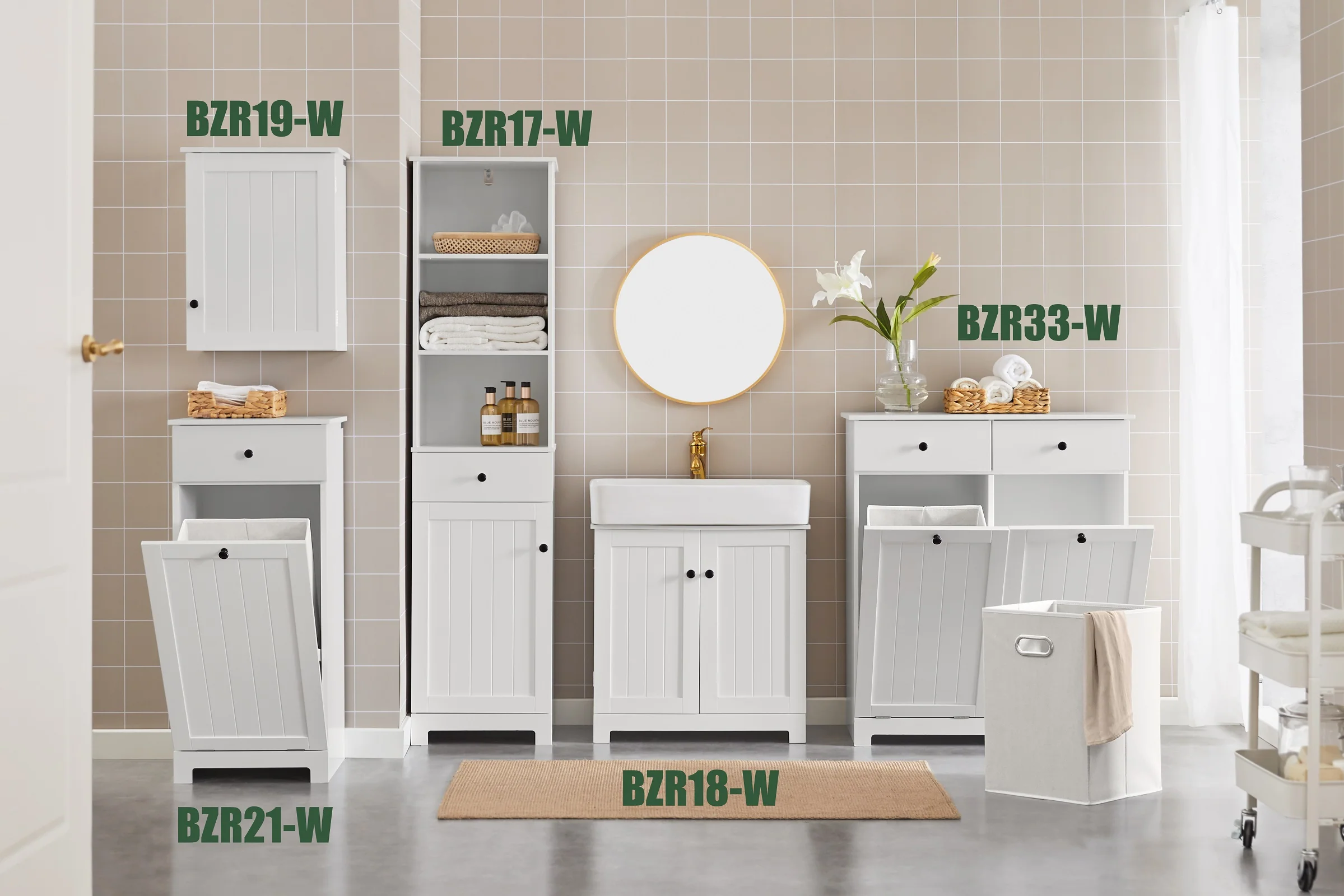 SoBuy BZR18-W Armario Lavabo con 2 Estantes Blanco - Image 10