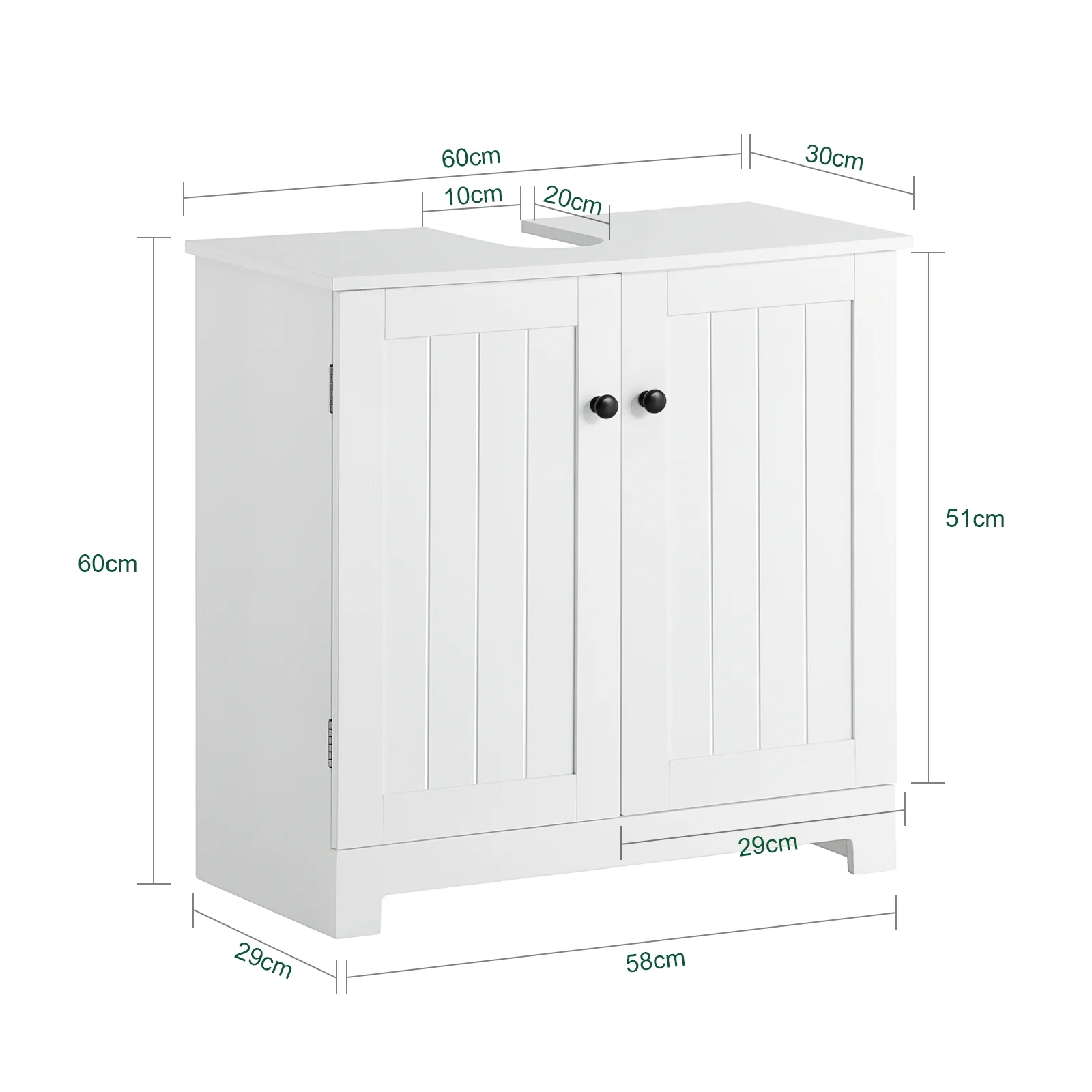 SoBuy BZR18-W Armario Lavabo con 2 Estantes Blanco - Image 4