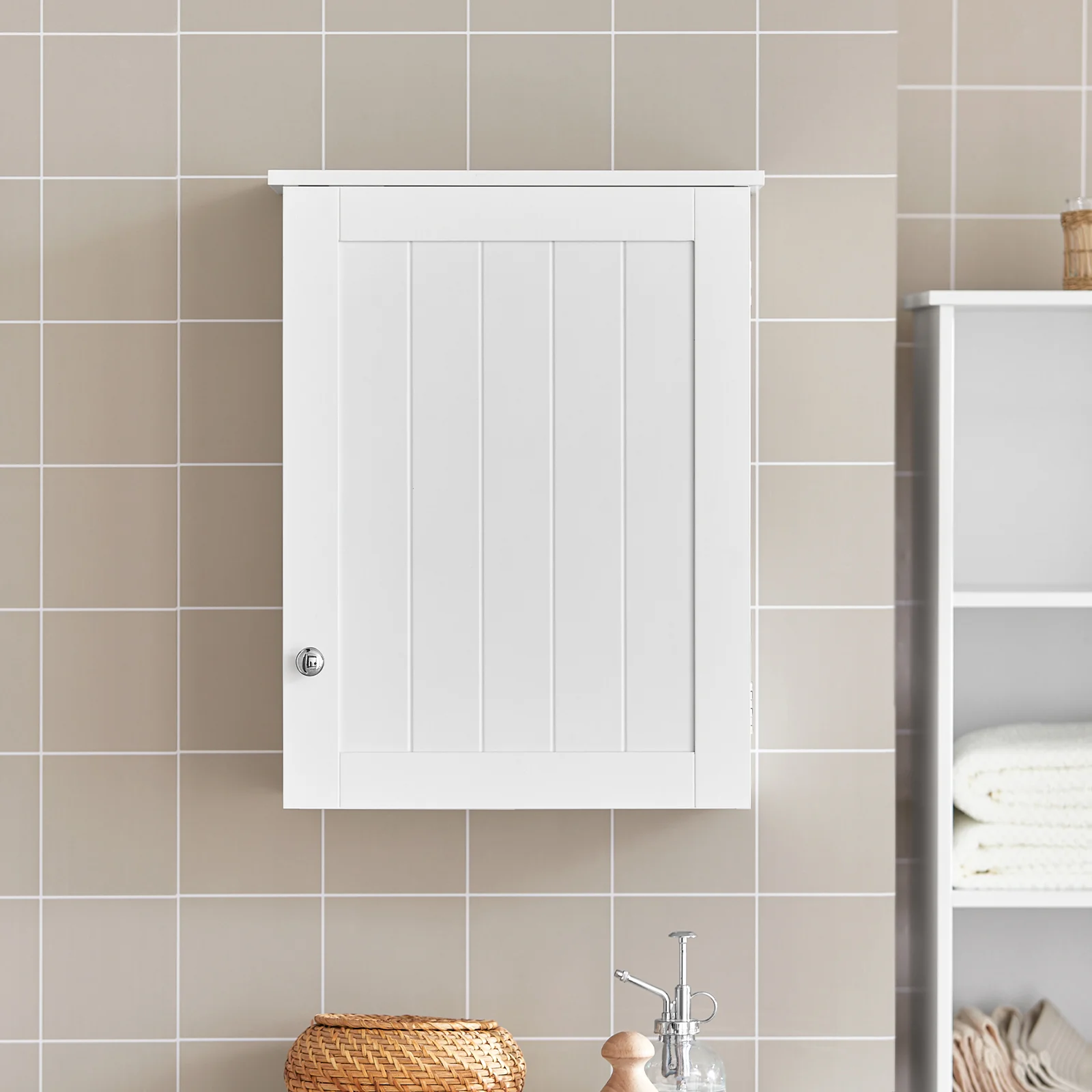 Preventa-SoBuy BZR19-W Armario de Pared con 2 estantes Blanco - Image 5