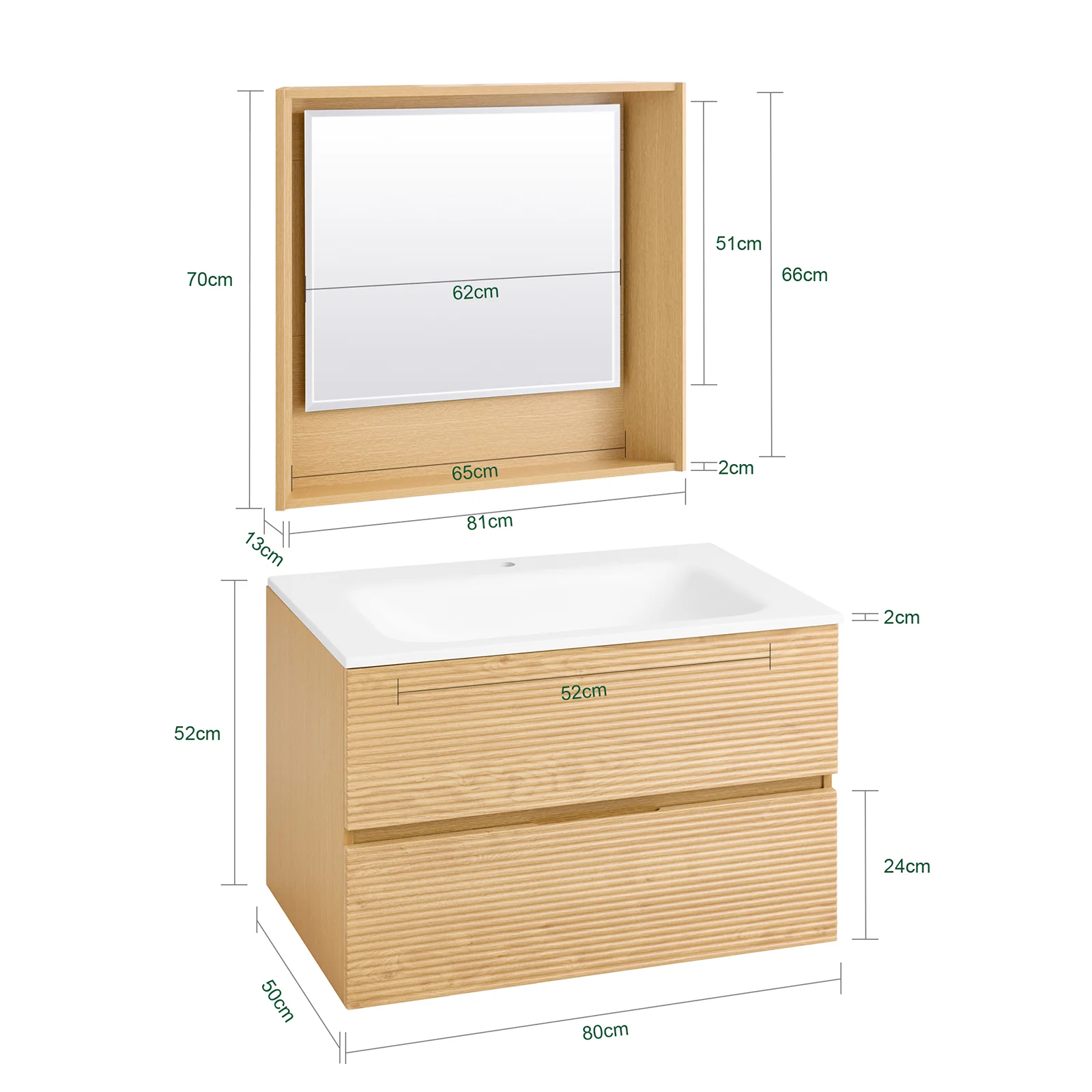 SoBuy BZR198-N Conjunto de Muebles de baño 2 piezas Armario Colgante + Espejo - Image 3