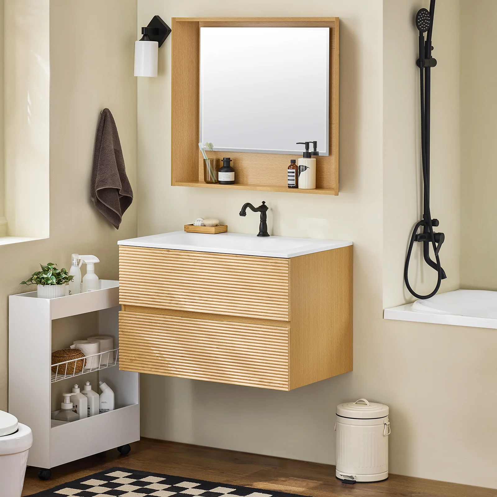SoBuy BZR198-N Conjunto de Muebles de baño 2 piezas Armario Colgante + Espejo - Image 4