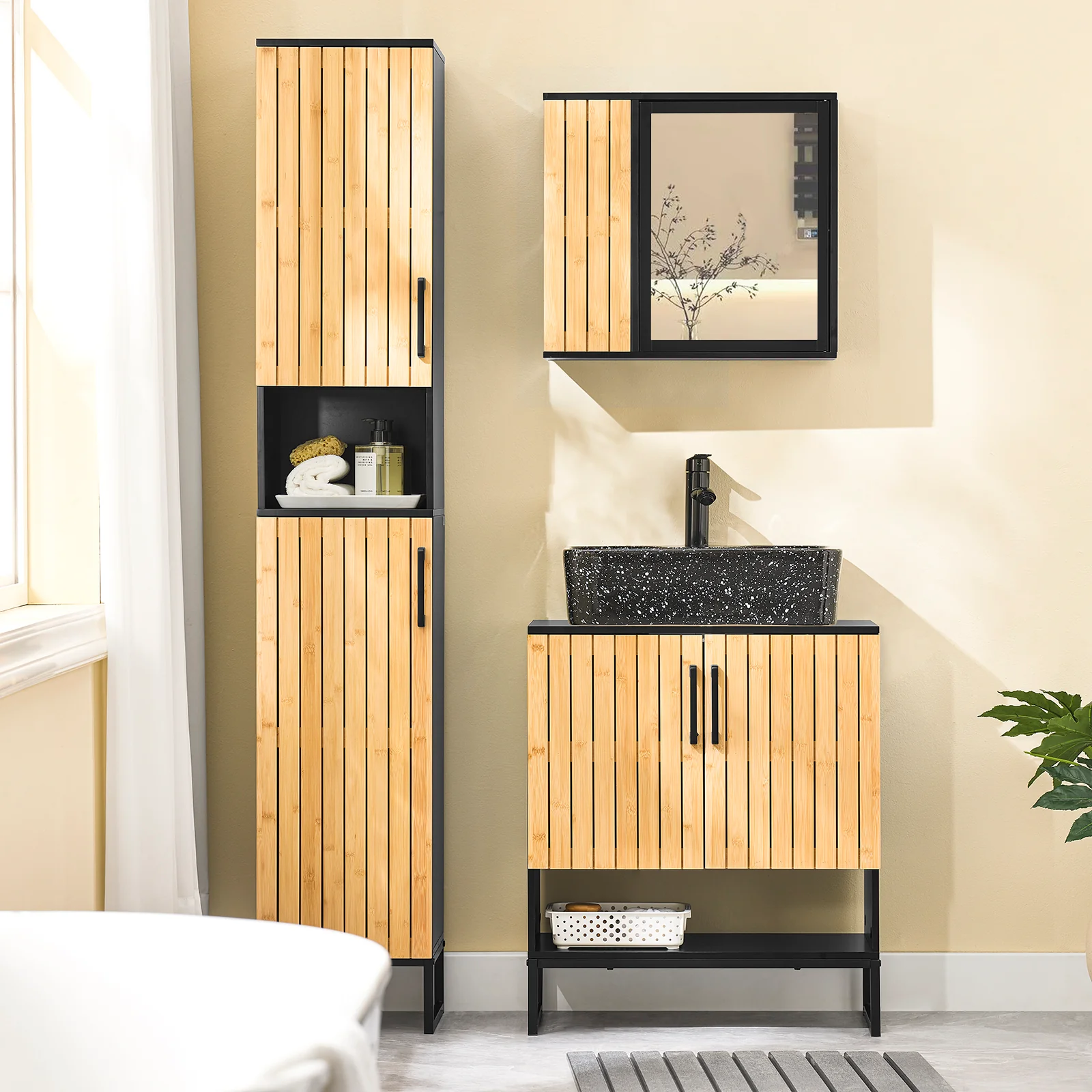 SoBuy BZR202-SCH Armario para debajo del Lavabo con Patas Metálicas 2 Puertas - Image 3