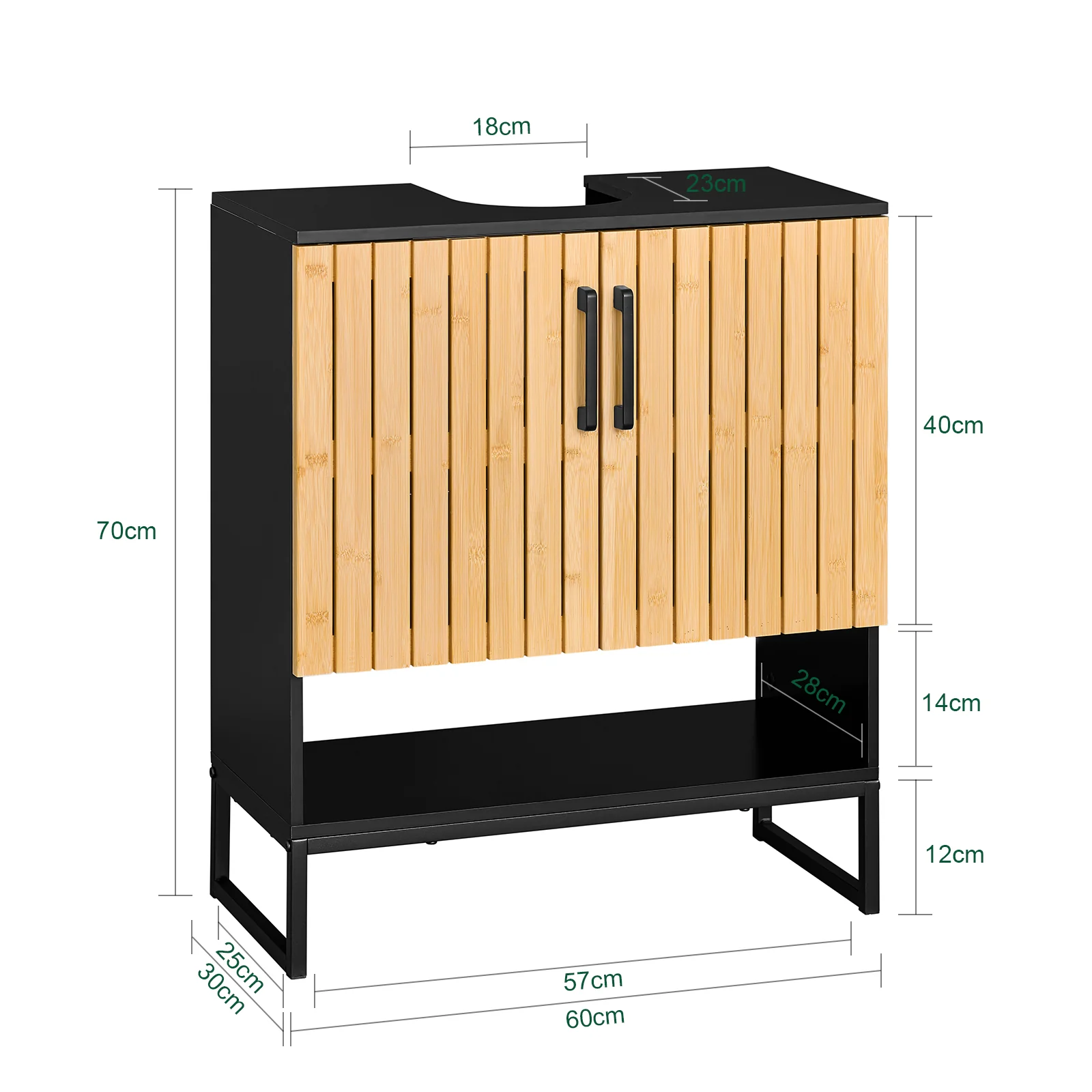 SoBuy BZR202-SCH Armario para debajo del Lavabo con Patas Metálicas 2 Puertas - Image 4