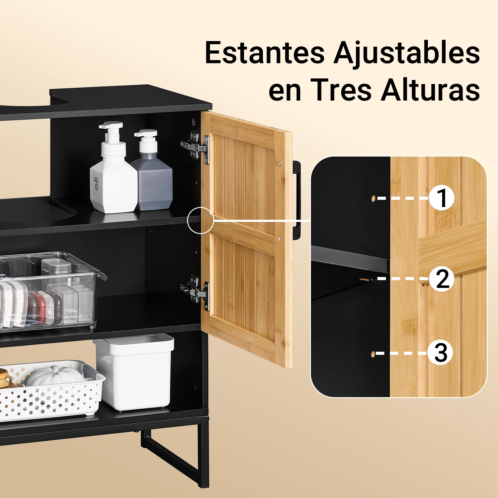 SoBuy BZR202-SCH Armario para debajo del Lavabo con Patas Metálicas 2 Puertas - Image 6