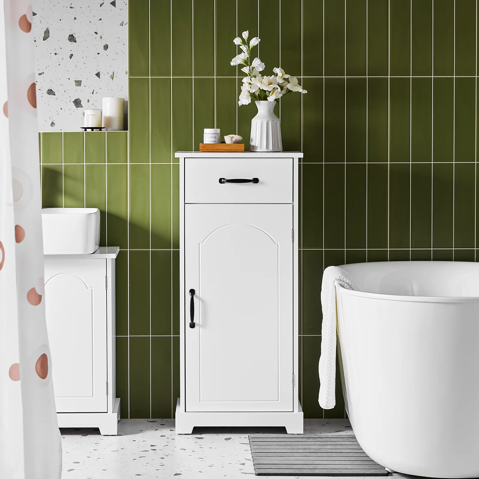 SoBuy BZR207-W Armario de Baño Estrecho Auxiliar de Baño con Cajón Blanco 42x30x93cm - Image 2