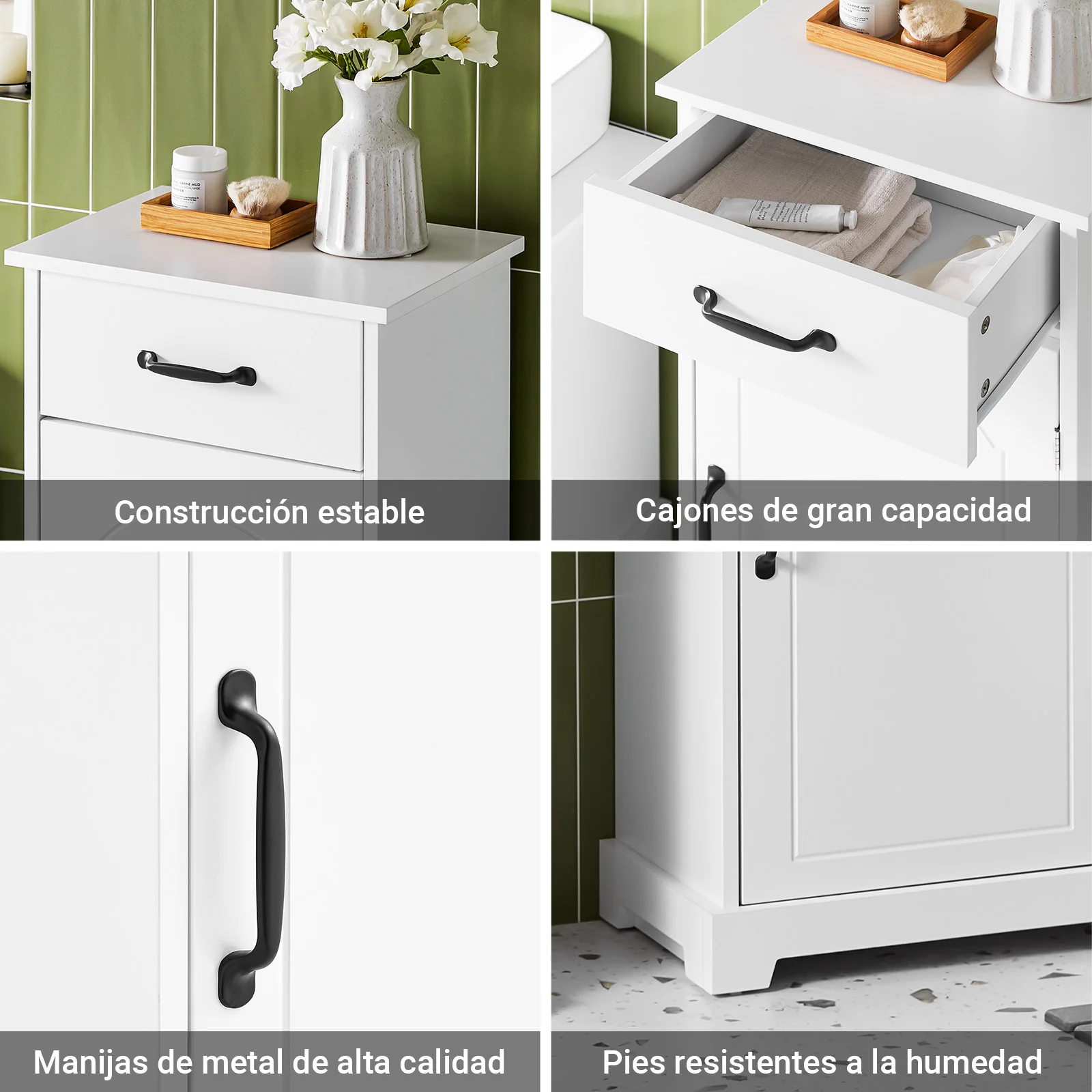 SoBuy BZR207-W Armario de Baño Estrecho Auxiliar de Baño con Cajón Blanco 42x30x93cm - Image 5