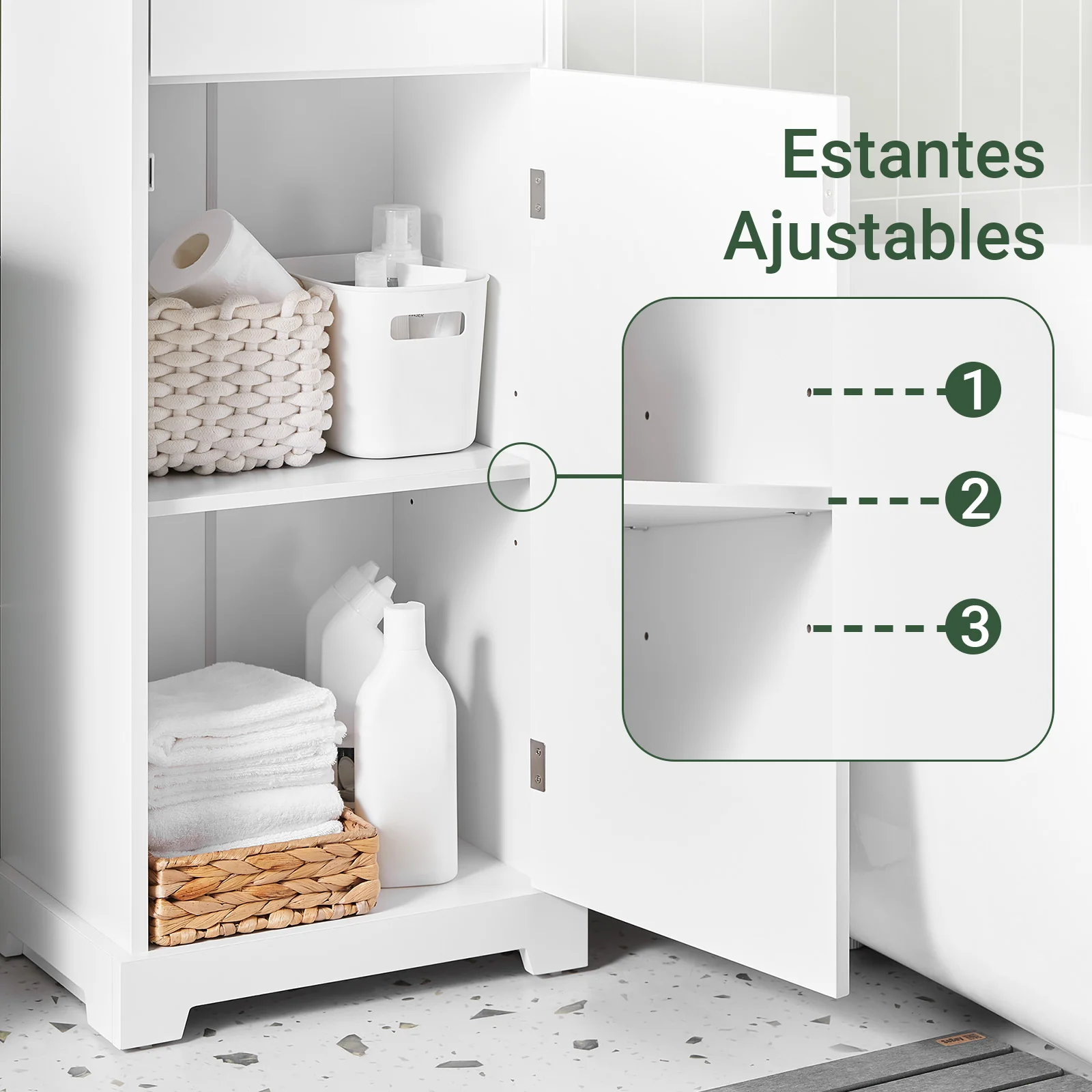 SoBuy BZR207-W Armario de Baño Estrecho Auxiliar de Baño con Cajón Blanco 42x30x93cm - Image 6
