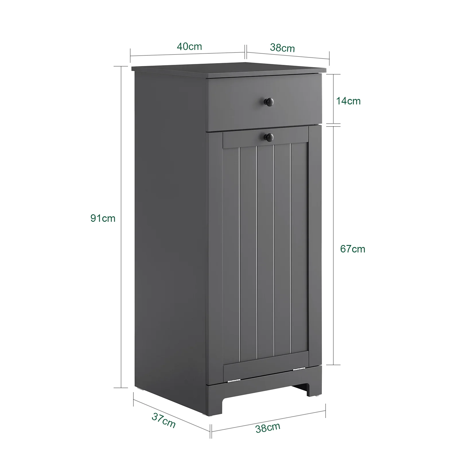 SoBuy BZR21-II-DG Mueble Baño con Cesto Ropa Sucia y Cajón Gris 40x38x90cm - Image 3