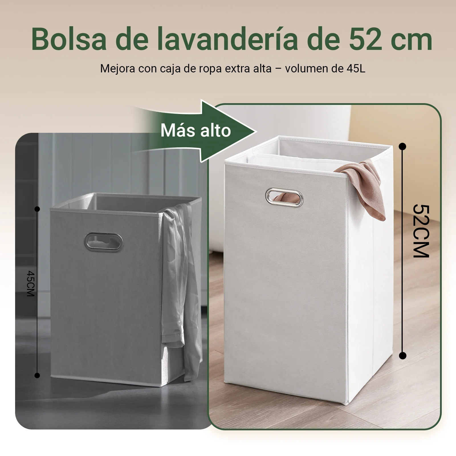SoBuy BZR21-II-DG Mueble Baño con Cesto Ropa Sucia y Cajón Gris 40x38x90cm - Image 4
