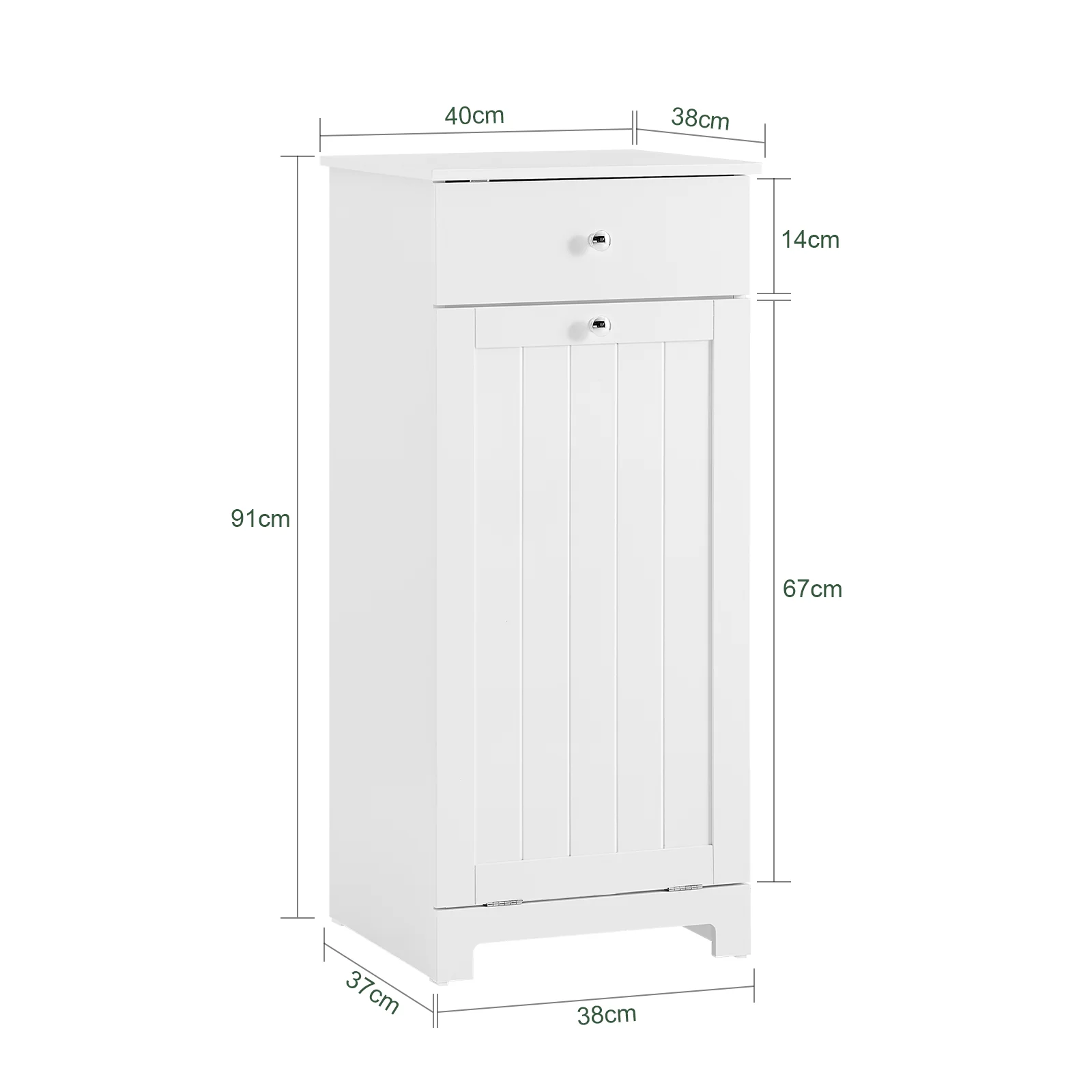 SoBuy BZR21-II-W Cesto para Ropa Sucia con un cajón Blanco - Image 3