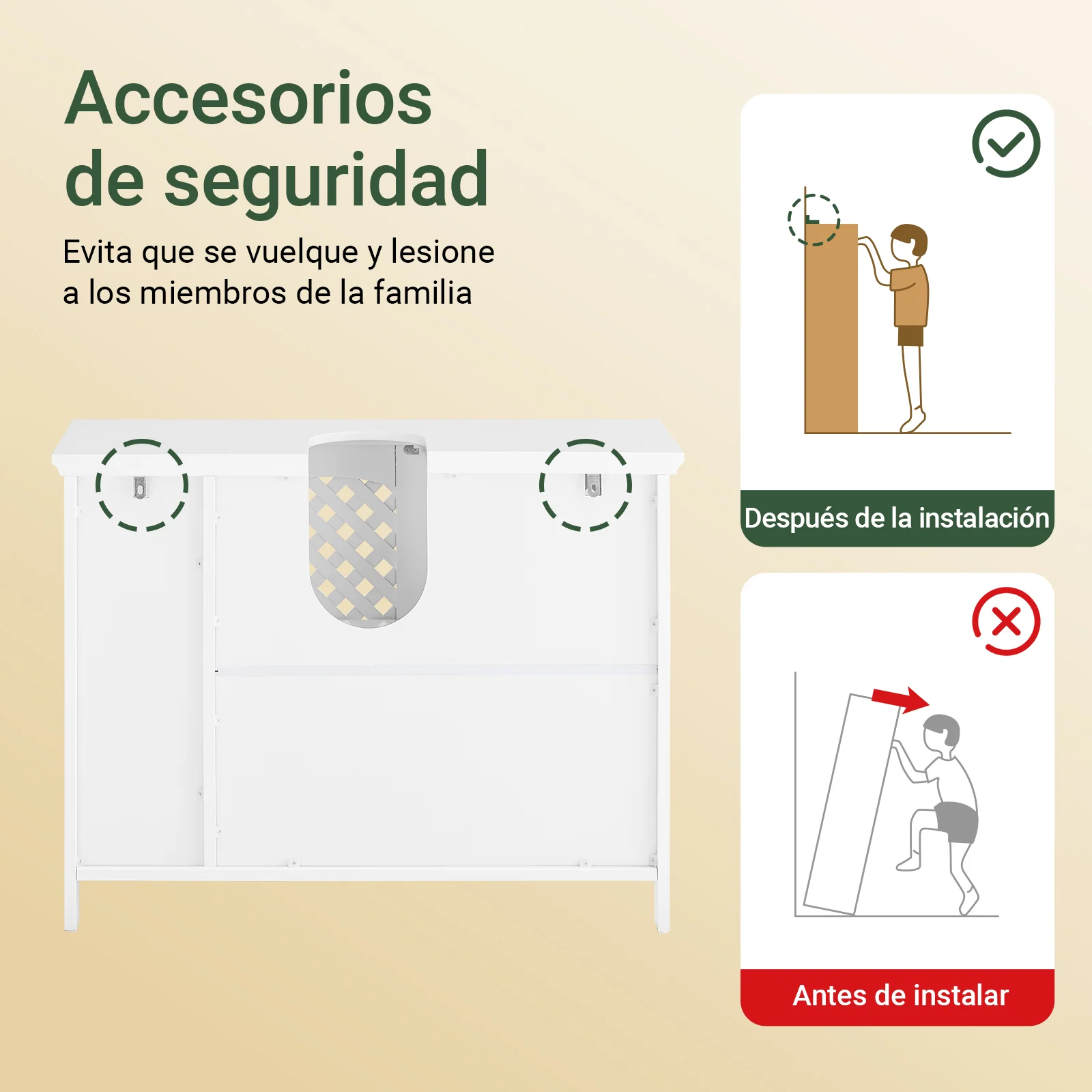 SoBuy BZR210-W Mueble Bajo Lavabo de Baño con 2 Puertas y Estante Abierto Blanco - Image 5