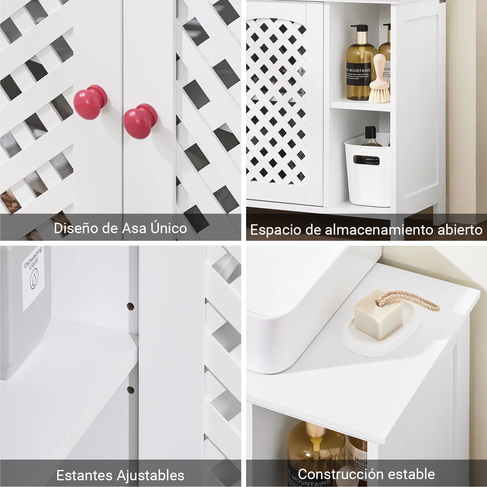 SoBuy BZR210-W Mueble Bajo Lavabo de Baño con 2 Puertas y Estante Abierto Blanco - Image 7