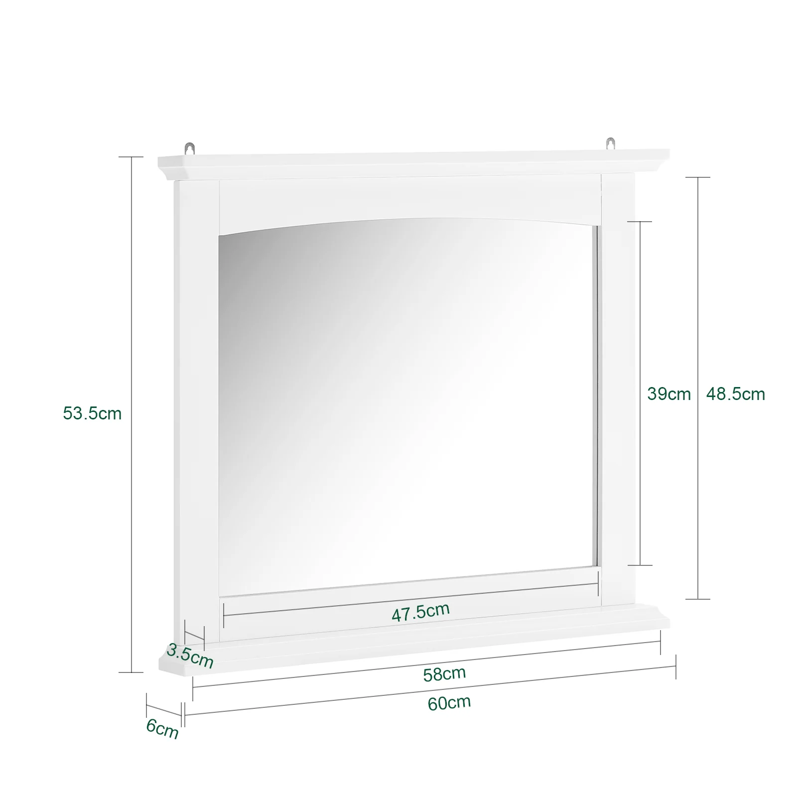 SoBuy BZR212-W Mueble de Pared con Espejo Espejo de Pared para Baño con 1 Estante Blanco - Image 3