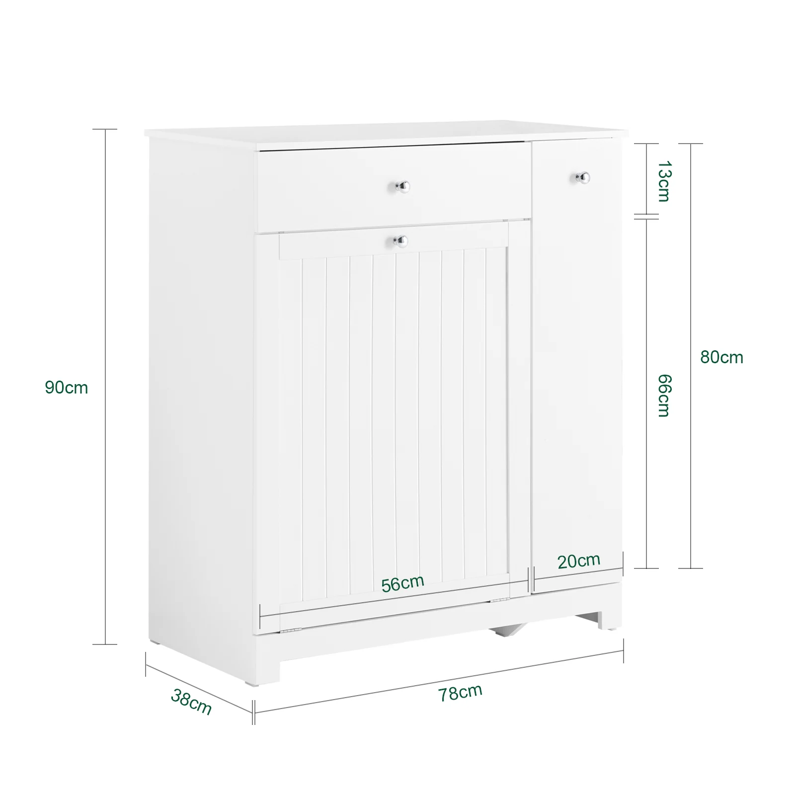 SoBuy BZR214-W Mueble Baño con Cestos para Ropa con Cajón, 2 Cestos Extraíbles y Compartimento Deslizante - Image 3