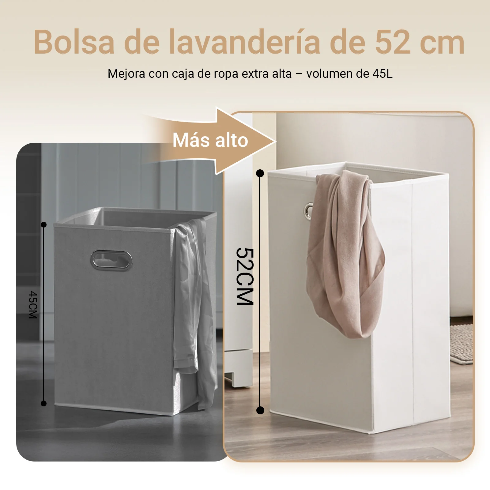 SoBuy BZR214-W Mueble Baño con Cestos para Ropa con Cajón, 2 Cestos Extraíbles y Compartimento Deslizante - Image 5