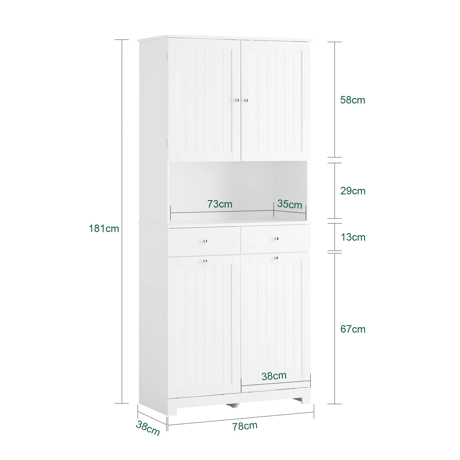 SoBuy BZR215-W Armario Alto de Baño con 2 Cestos para Ropa y 2 Cajones Blanco - Image 3