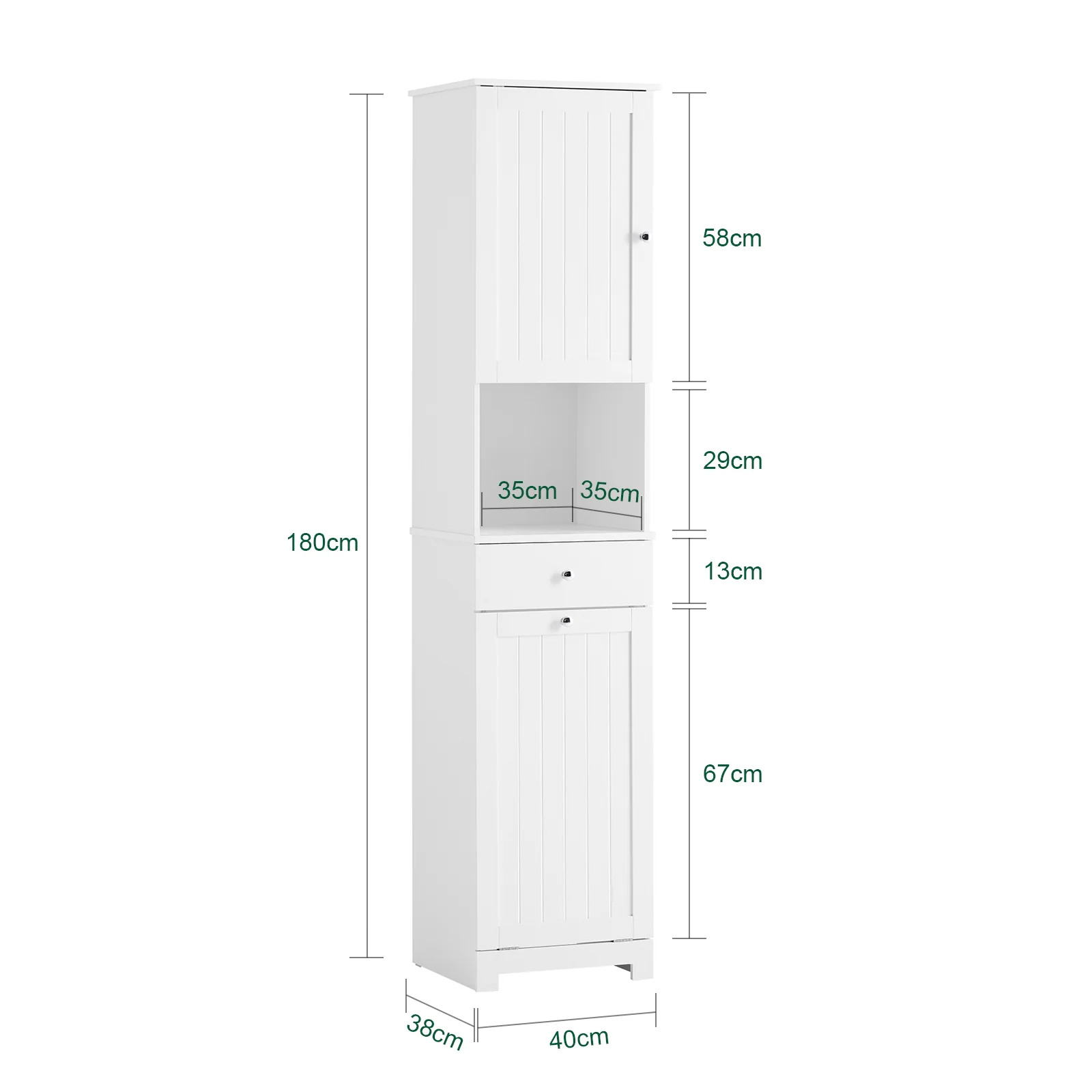 SoBuy BZR216-W Armario Alto Mueble Columna de Baño con 1 Cesto Ropa y 1 Puerta Blanco - Image 3