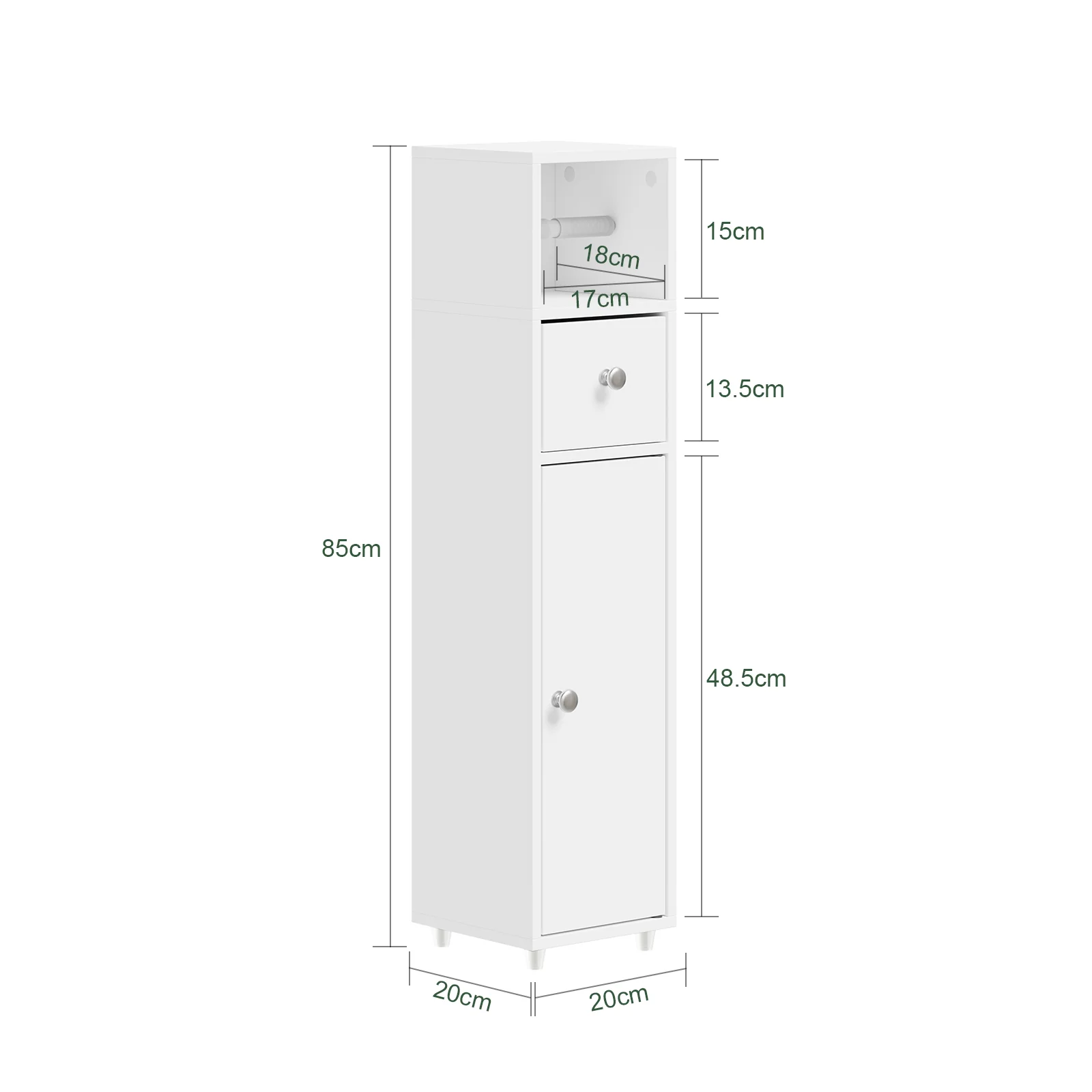 SoBuy BZR219-W Armario Estrecho de Baño 20x20 cm Sostenedor de papel Higiénico - Image 3