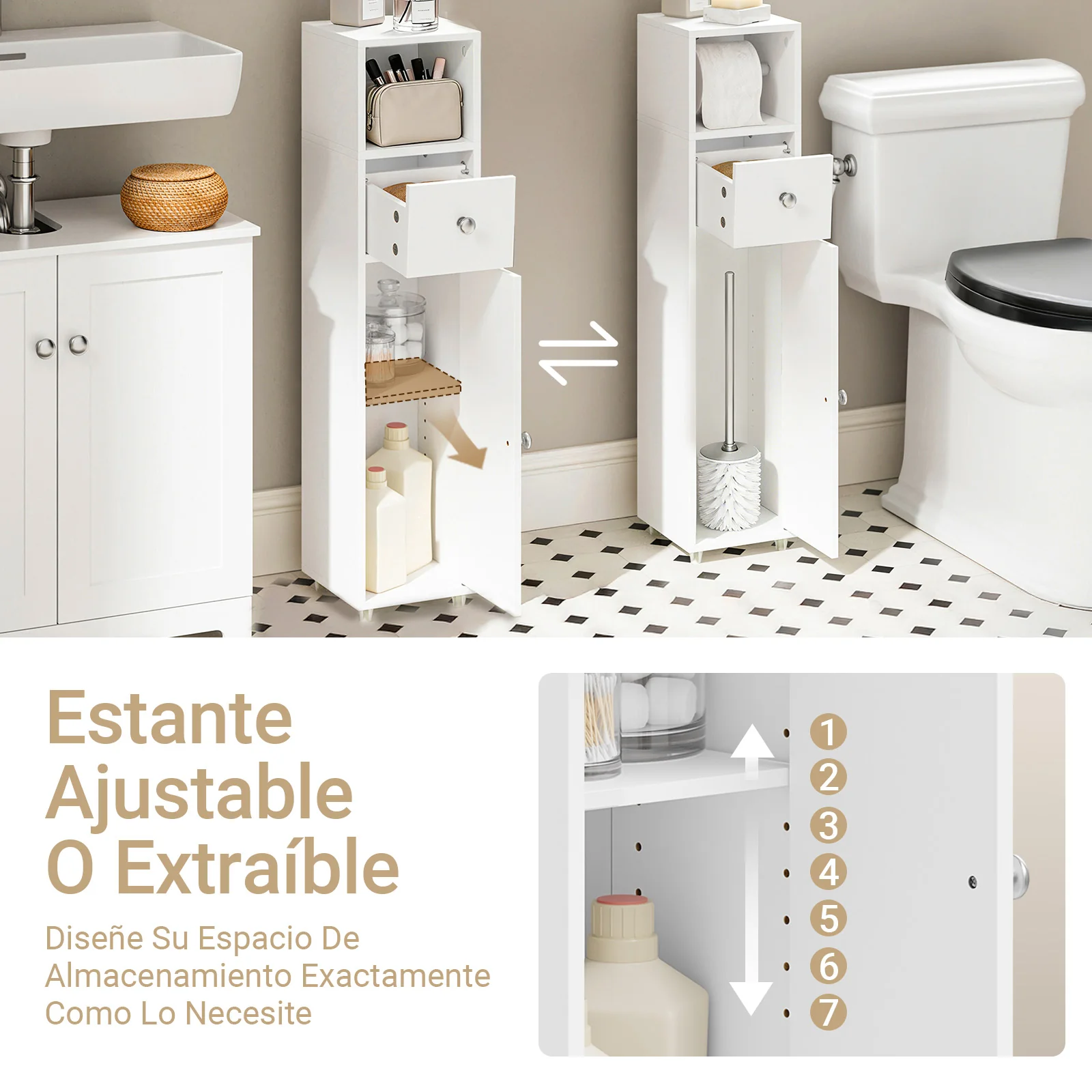 SoBuy BZR219-W Armario Estrecho de Baño 20x20 cm Sostenedor de papel Higiénico - Image 5