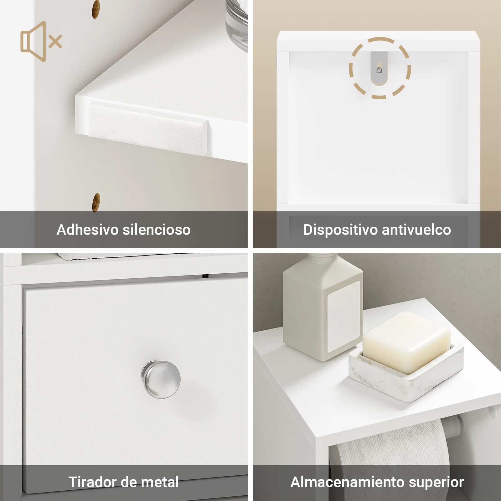 SoBuy BZR219-W Armario Estrecho de Baño 20x20 cm Sostenedor de papel Higiénico - Image 8