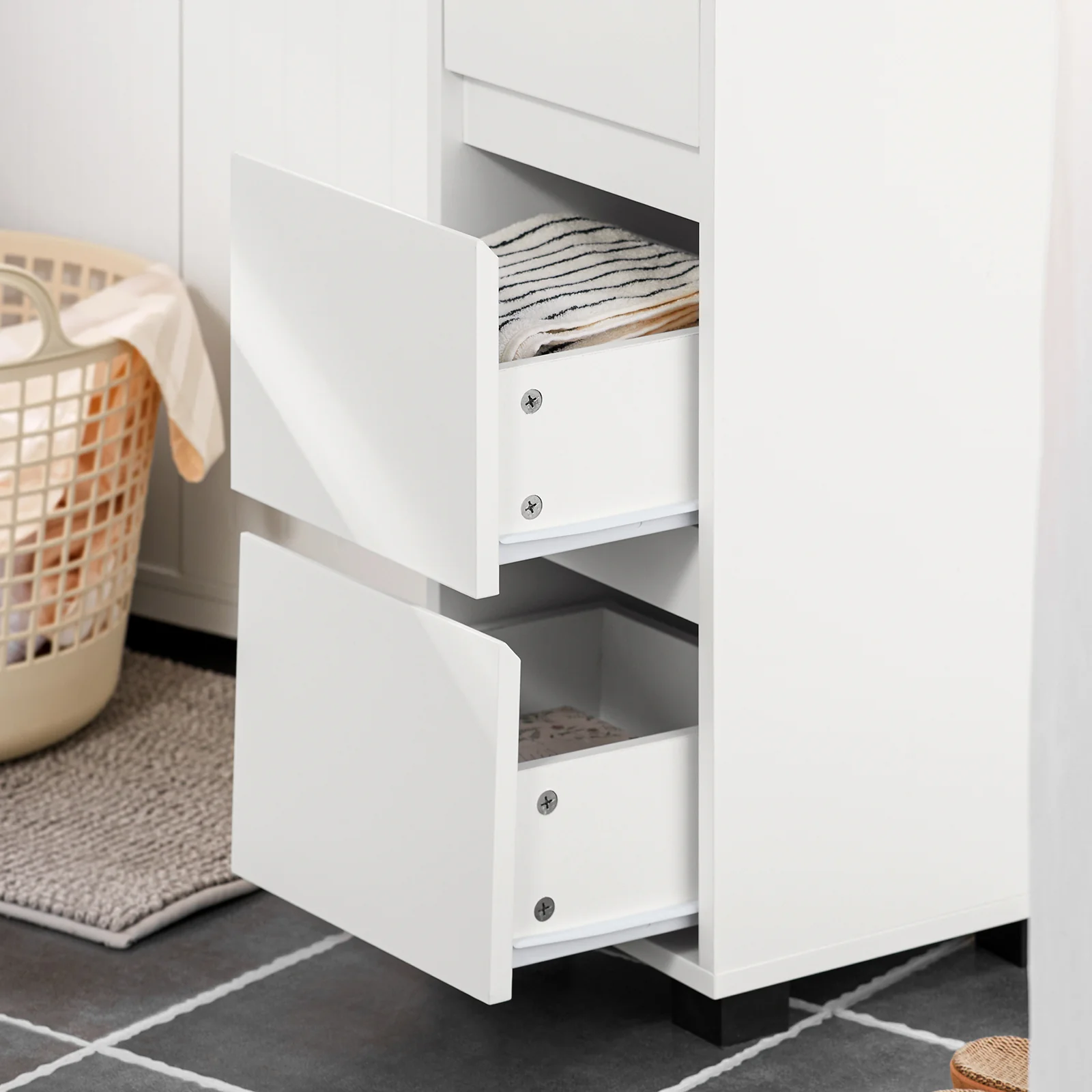 SoBuy BZR29-W Armario Auxiliar Baño con 3 cajones Blanco - Image 7