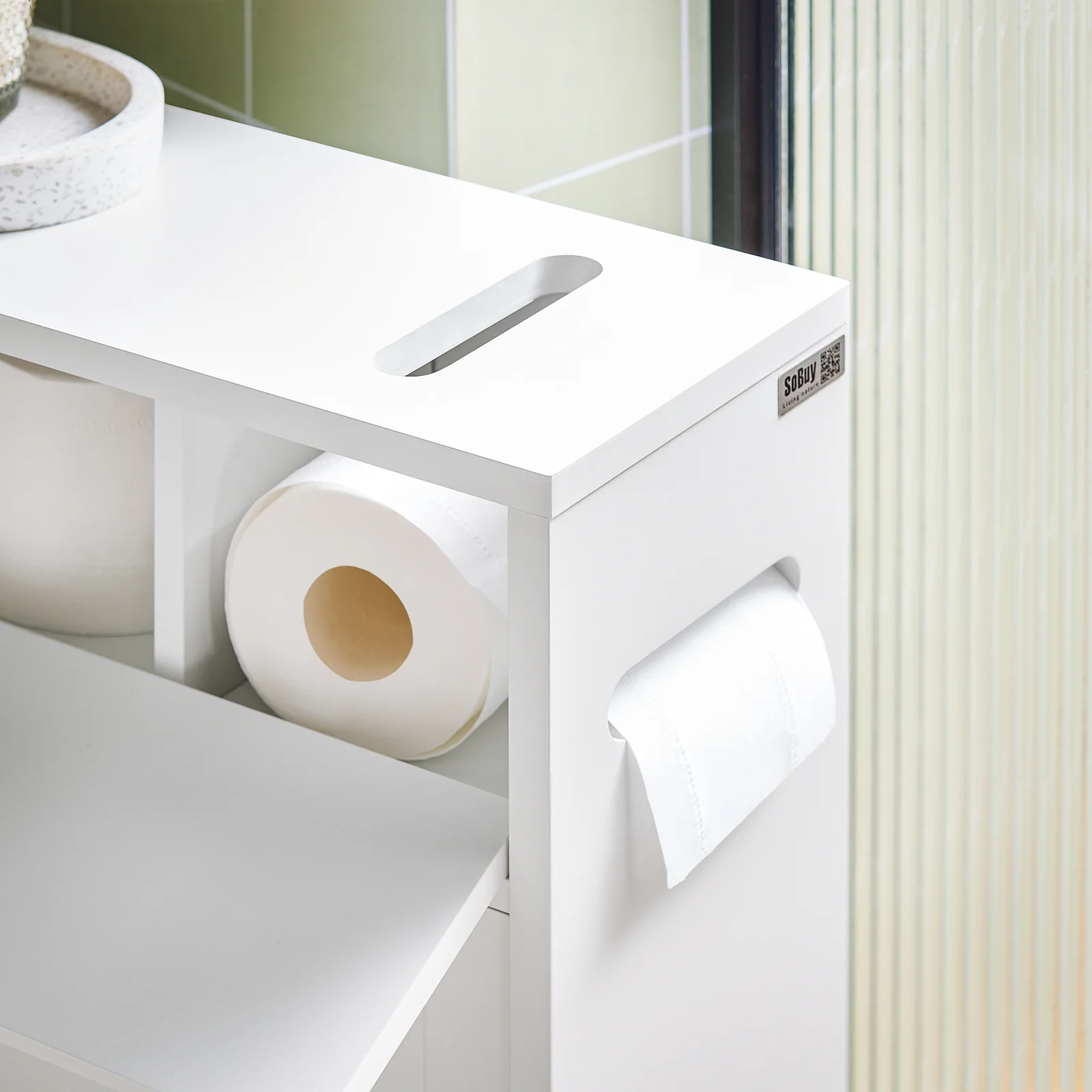 SoBuy BZR31-W Armario Auxiliar Baño con 2 Puertas y 1 cajón Blanco - Image 6