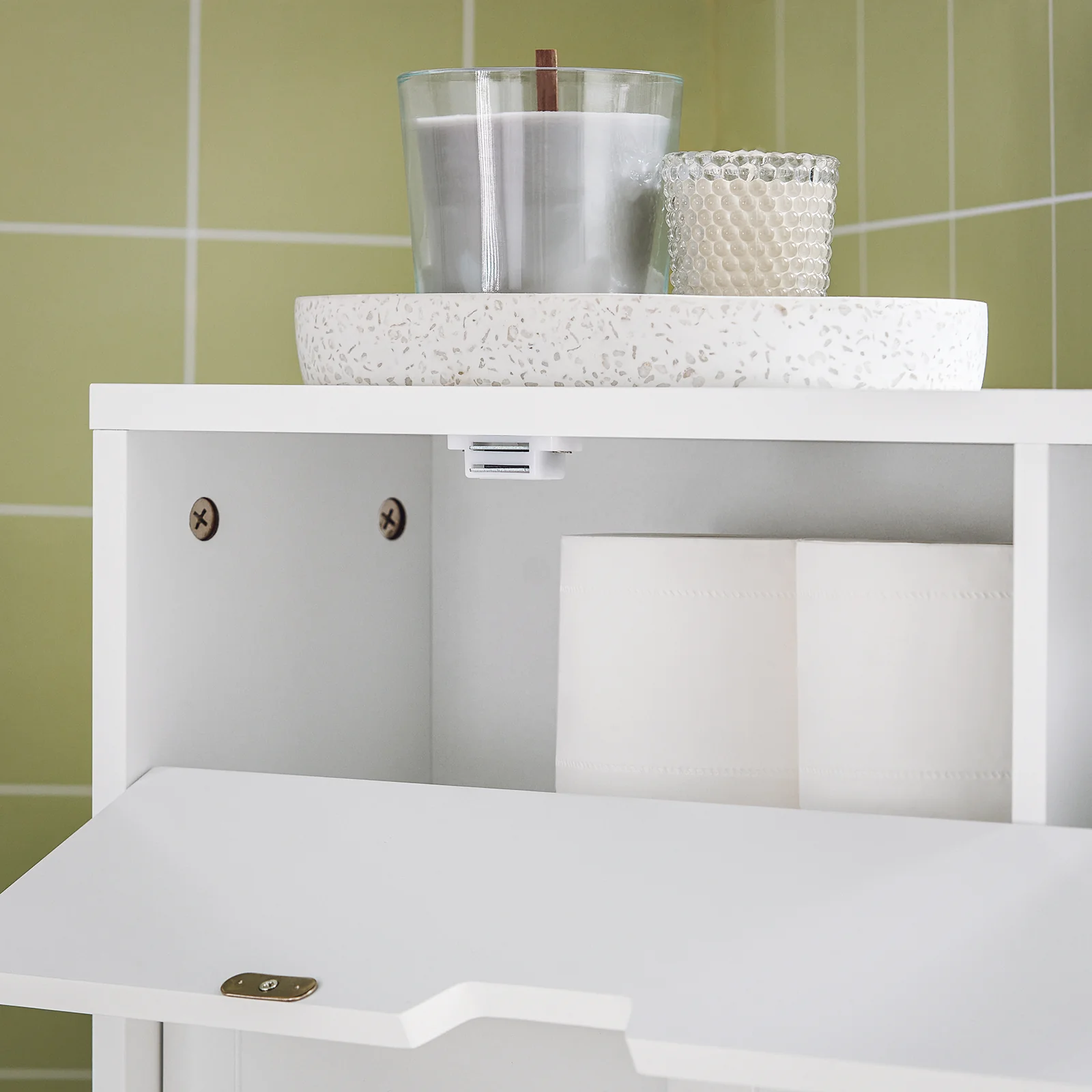 SoBuy BZR31-W Armario Auxiliar Baño con 2 Puertas y 1 cajón Blanco - Image 7