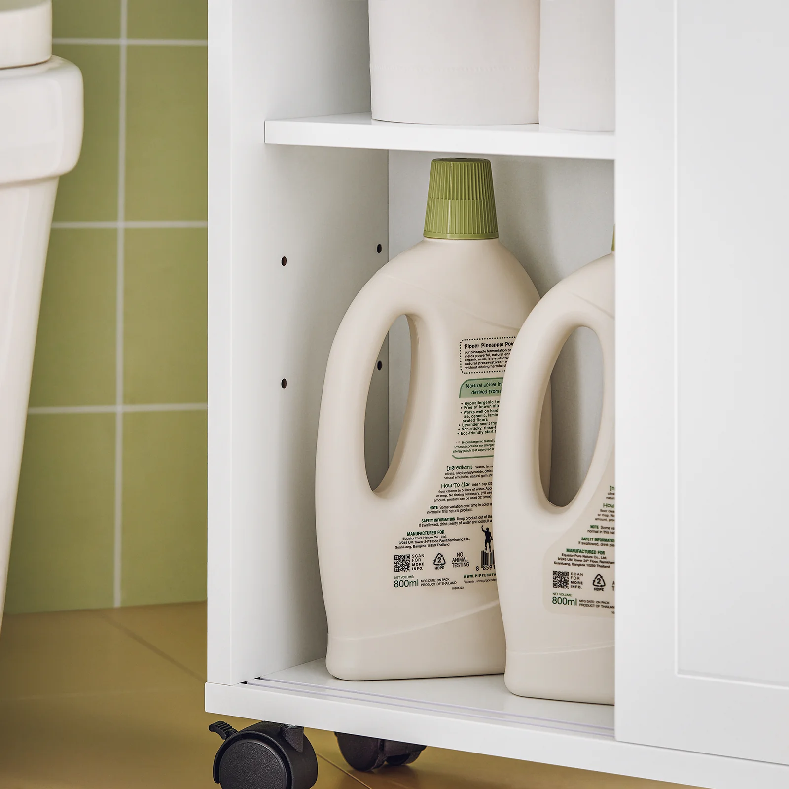 SoBuy BZR31-W Armario Auxiliar Baño con 2 Puertas y 1 cajón Blanco - Image 8