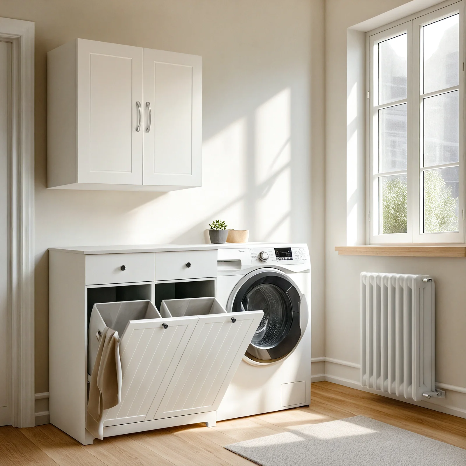 SoBuy BZR33-II-W Mueble Ropa Sucia Armario de baño con 2 Cestos para Colada y 2 cajones Blanco - Image 5