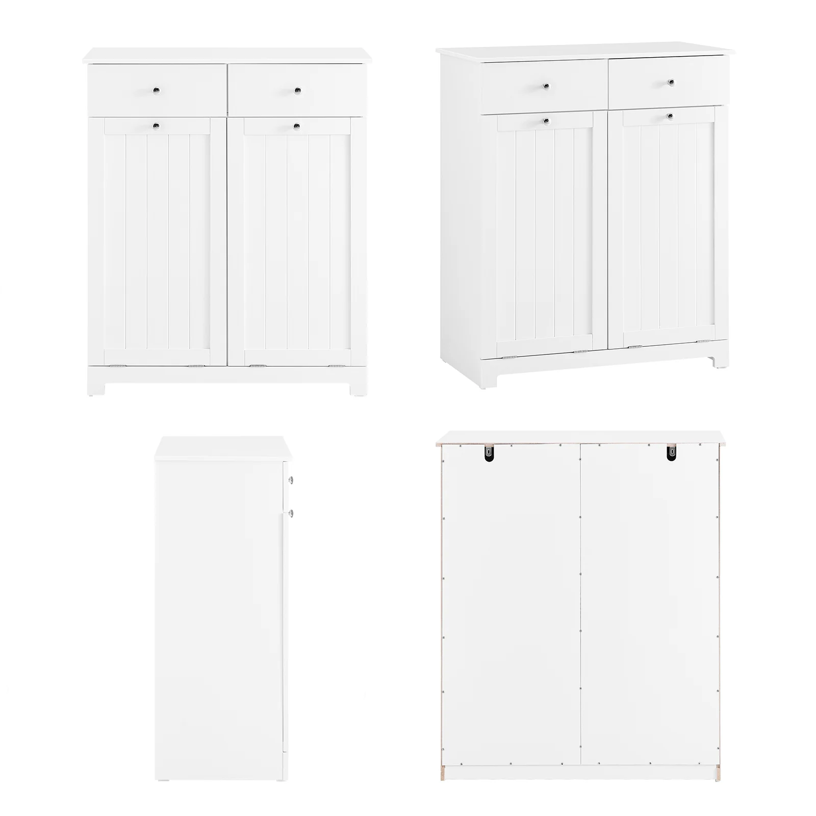 SoBuy BZR33-II-W Mueble Ropa Sucia Armario de baño con 2 Cestos para Colada y 2 cajones Blanco - Image 9