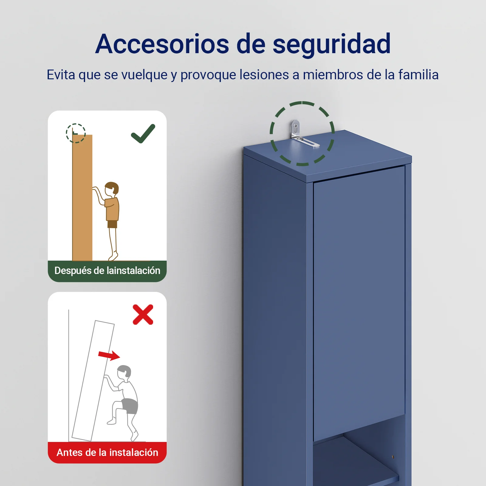 SoBuy BZR34-II-B Mueble Columna de Baño Estrecho con 5 Estantes 2 Puertas y 1 Cajón Azul Oscuro - Image 4