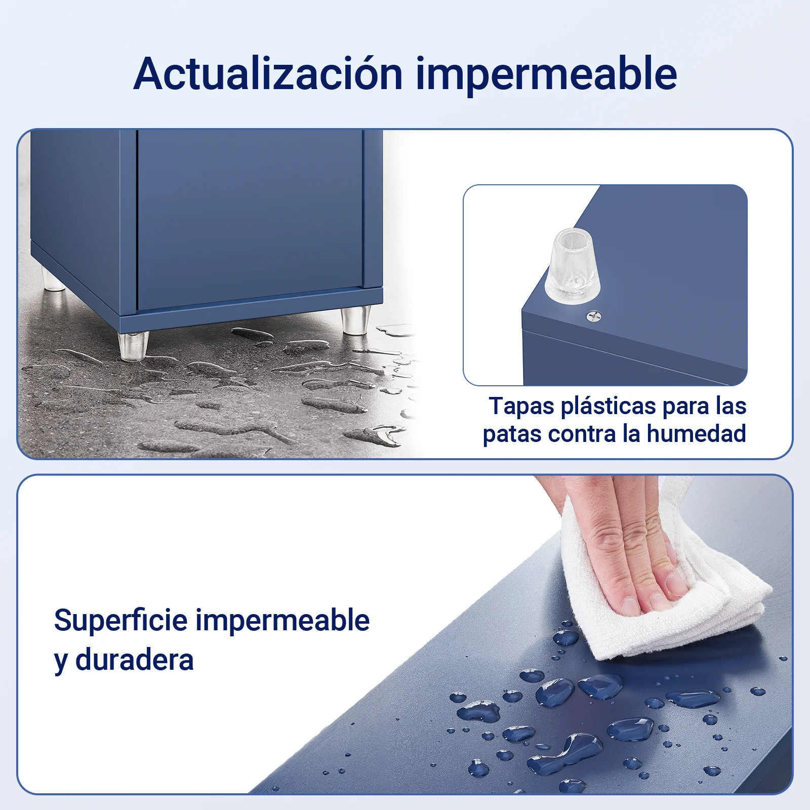 SoBuy BZR34-II-B Mueble Columna de Baño Estrecho con 5 Estantes 2 Puertas y 1 Cajón Azul Oscuro - Image 7