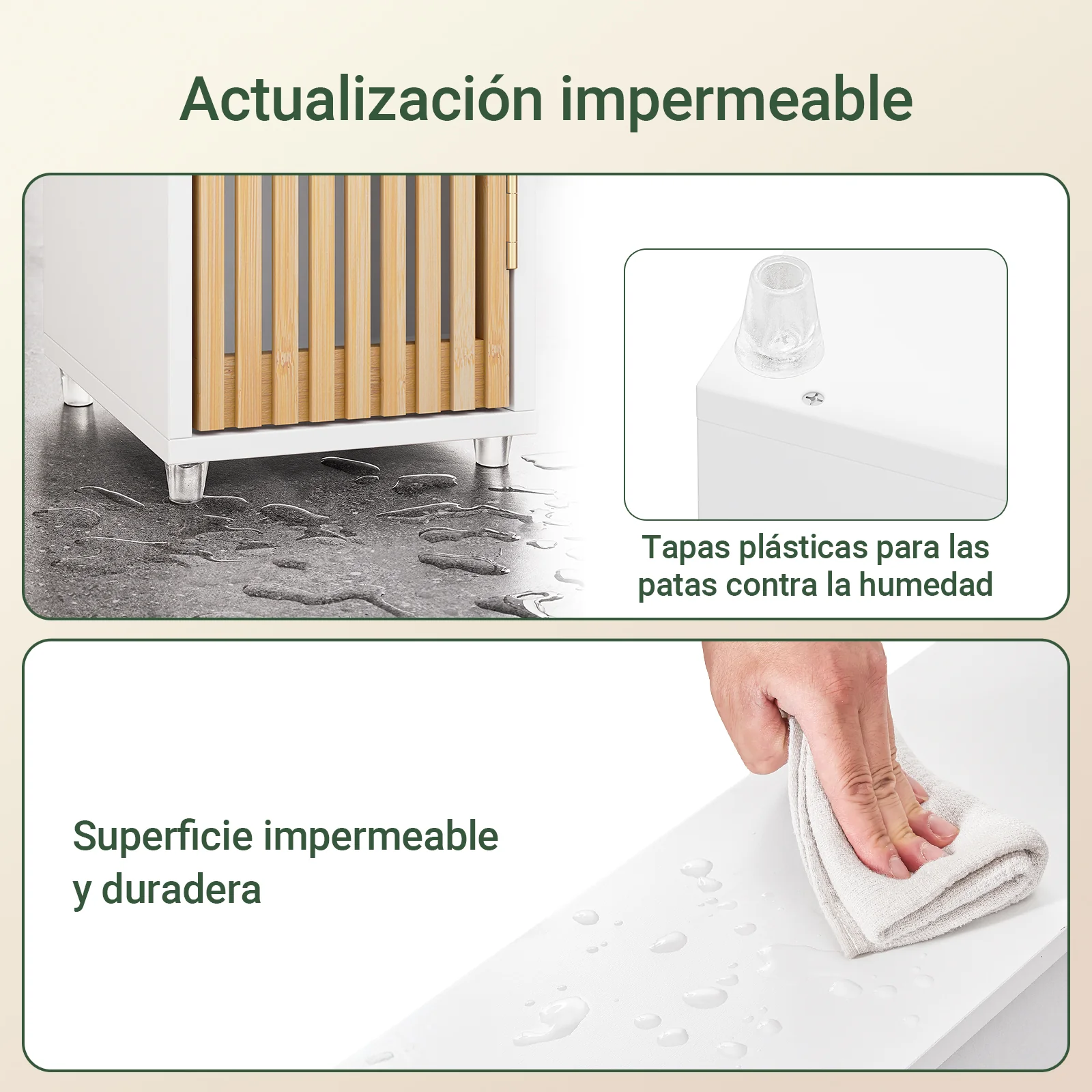 SoBuy BZR34-BW Armario Estrecho de Baño con Puertas de Bambú Blanco 20x20x180cm - Image 8
