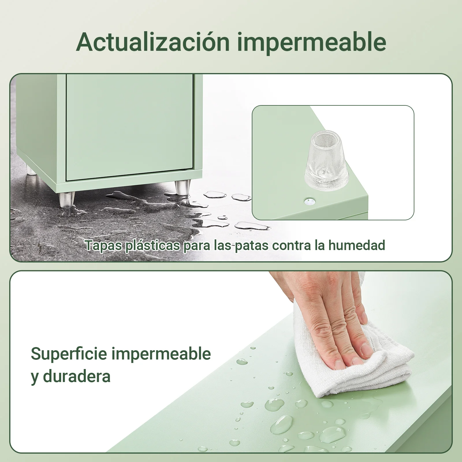 SoBuy BZR34-II-GR Mueble Columna de Baño con 5 Estantes 2 Puertas y 1 Cajón Verde - Image 9