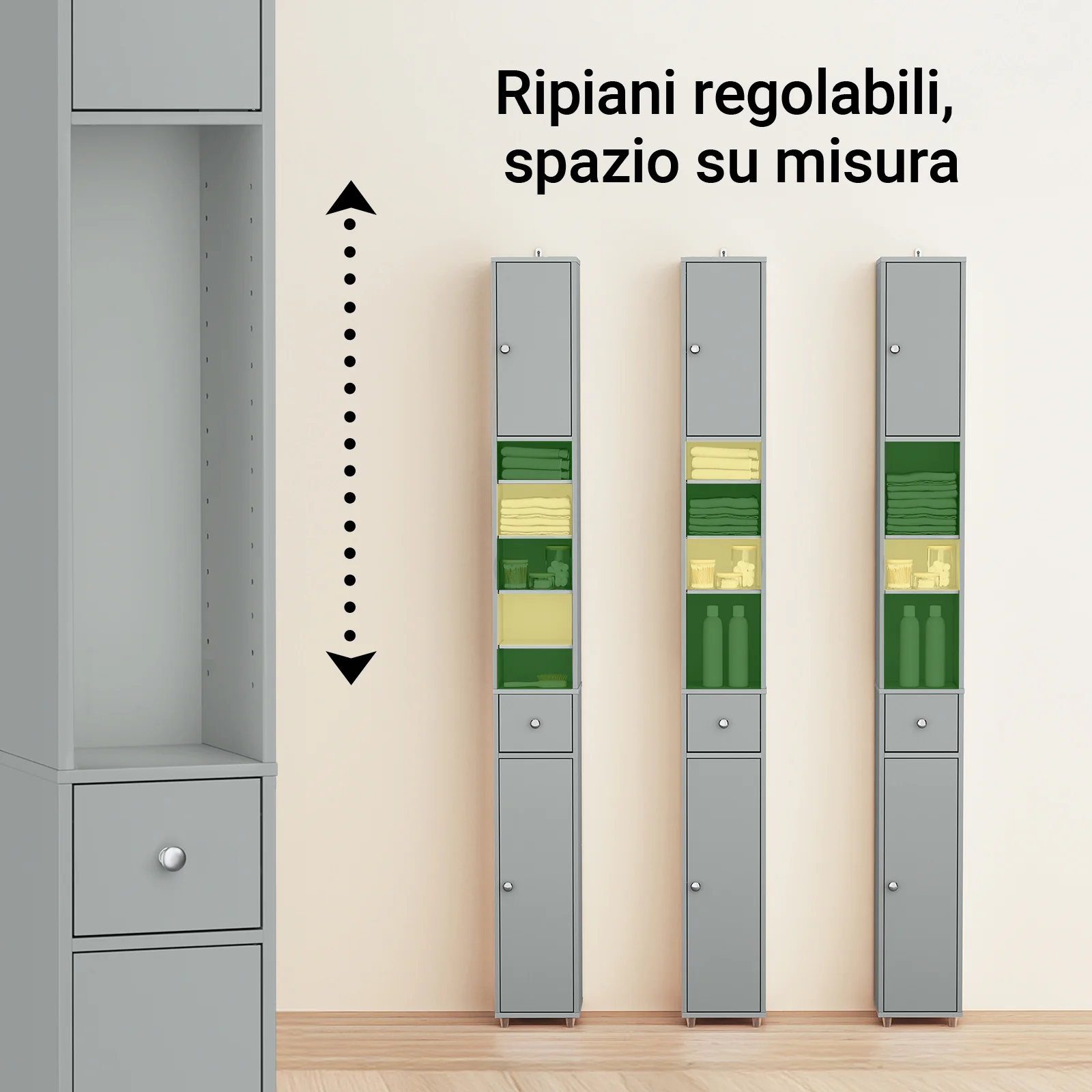 SoBuy BZR34-II-HG Mueble columna para Baño Armario alto de baño Gris - Image 2