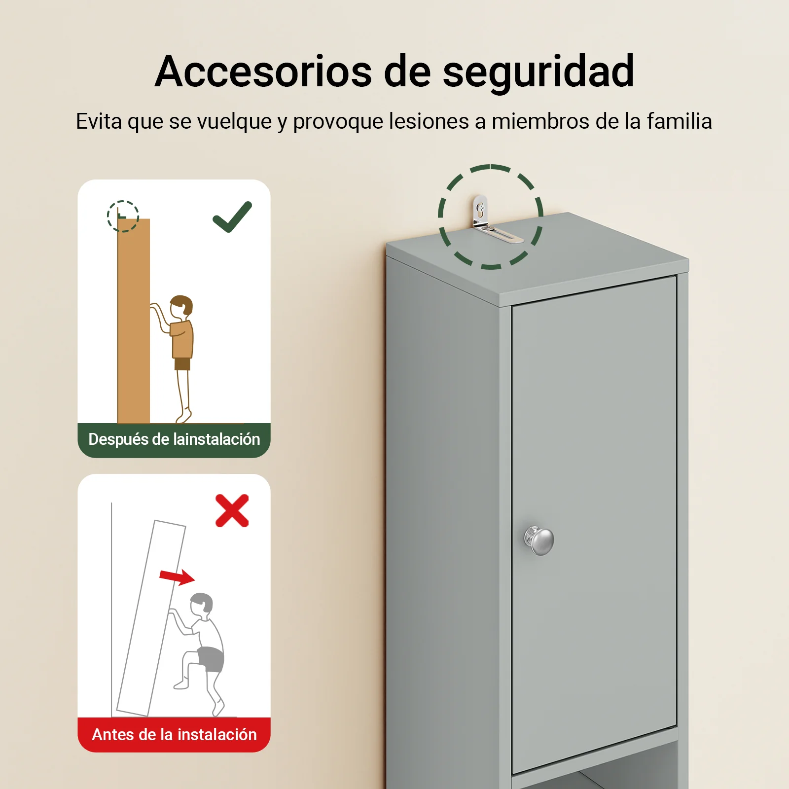 SoBuy BZR34-II-HG Mueble columna para Baño Armario alto de baño Gris - Image 5