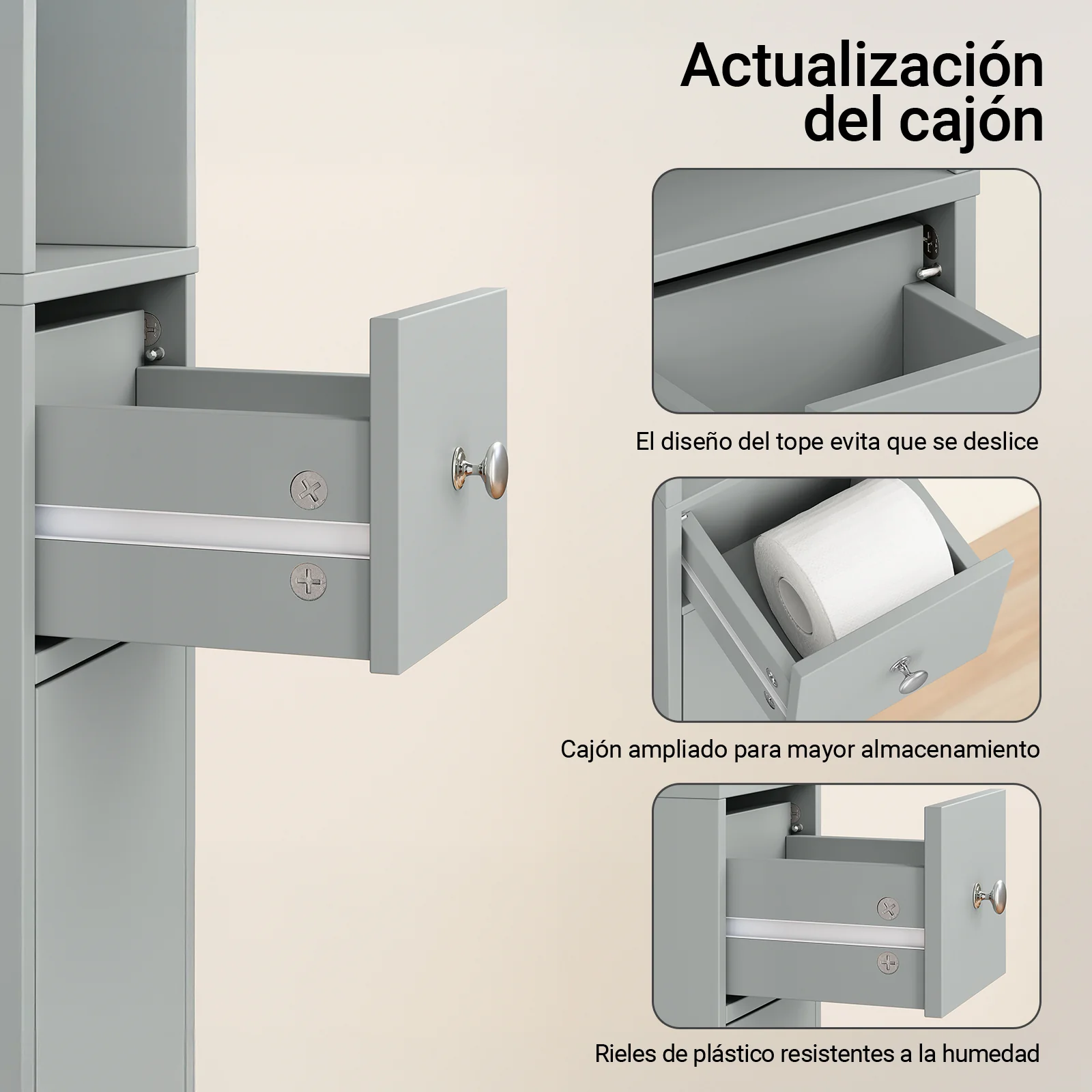 SoBuy BZR34-II-HG Mueble columna para Baño Armario alto de baño Gris - Image 6